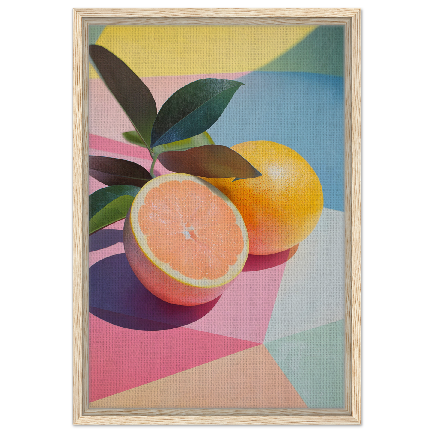 Colorful Citrus Kaleidoscope Medley painting of grapefruit halves for stylish room decor