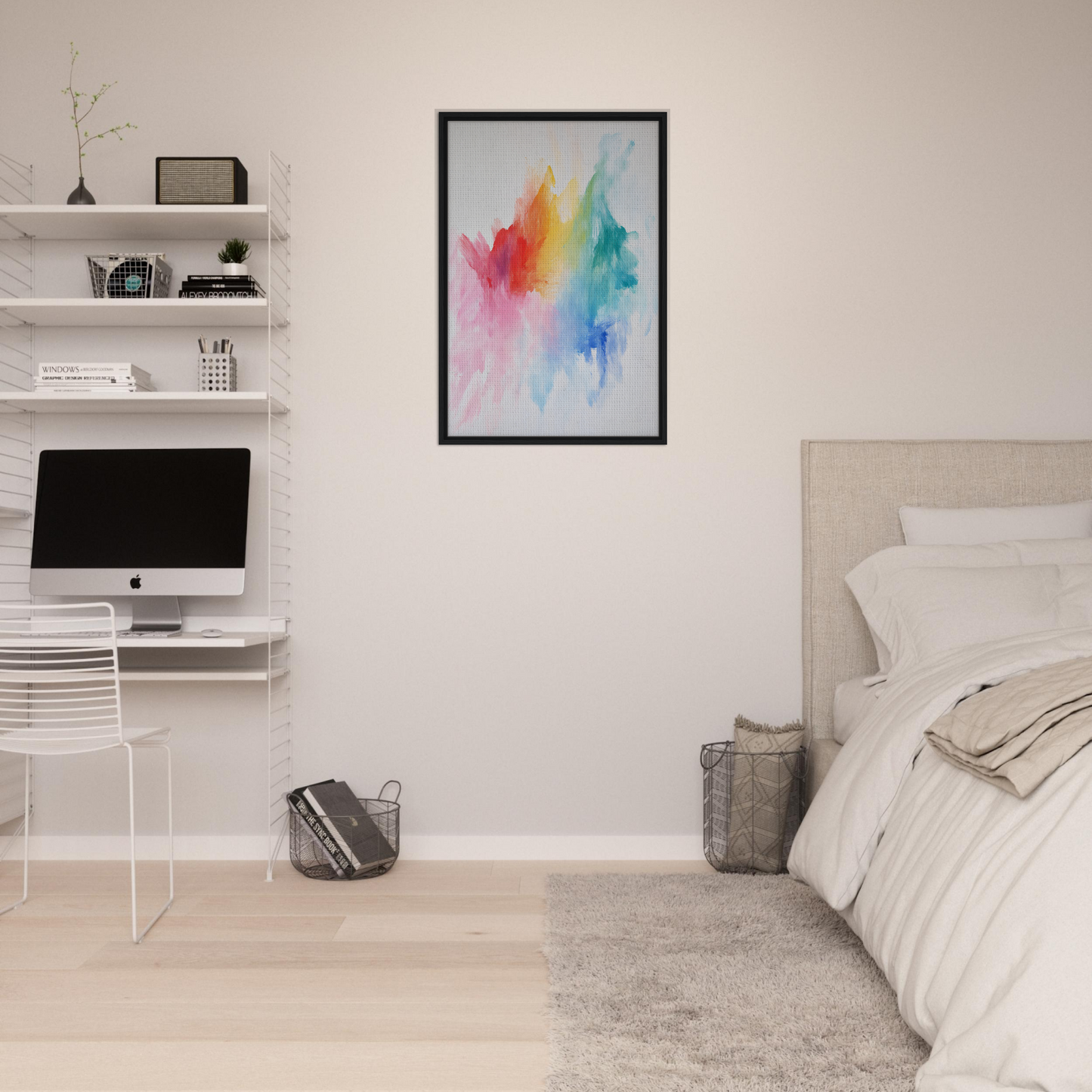 Colorful abstract watercolor painting in a black frame for Color Dream Overload collection