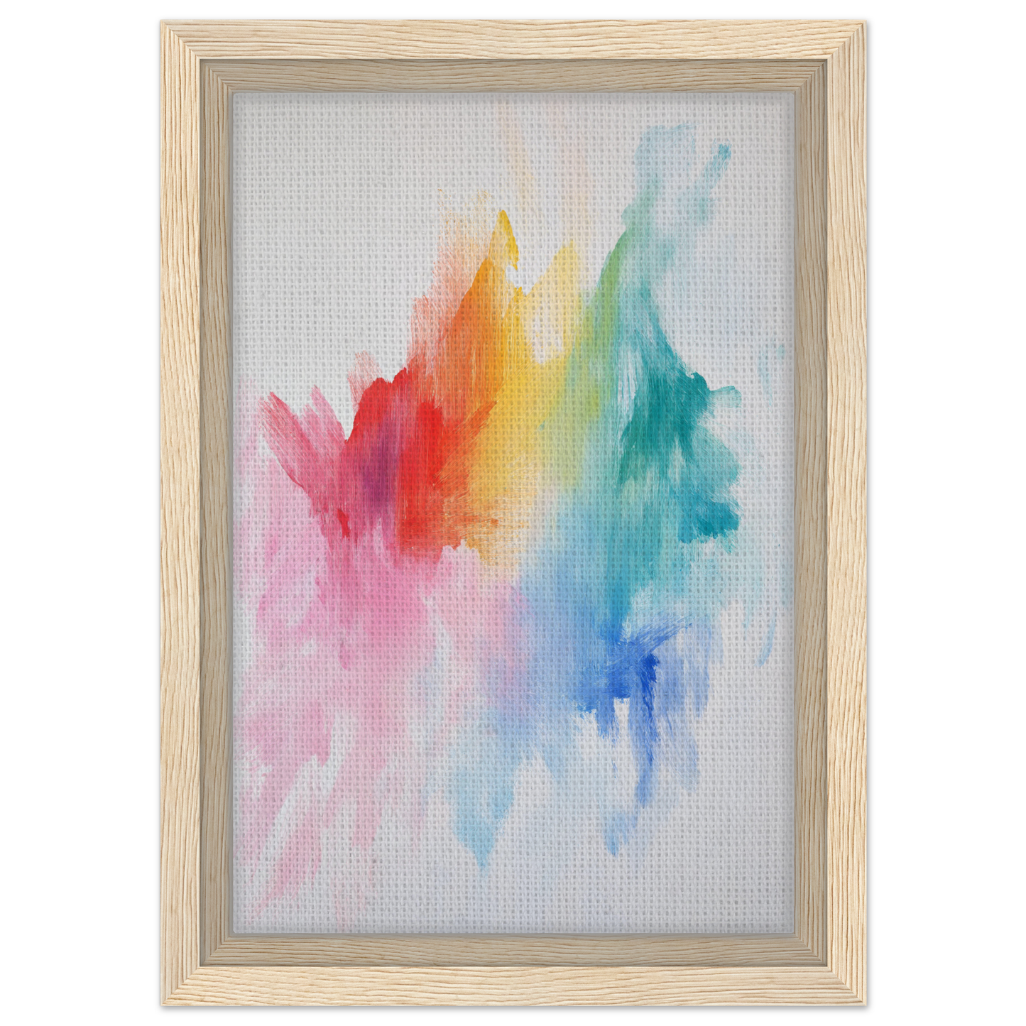 Framed abstract watercolor painting in vibrant colors for Color Dream Overload room decor