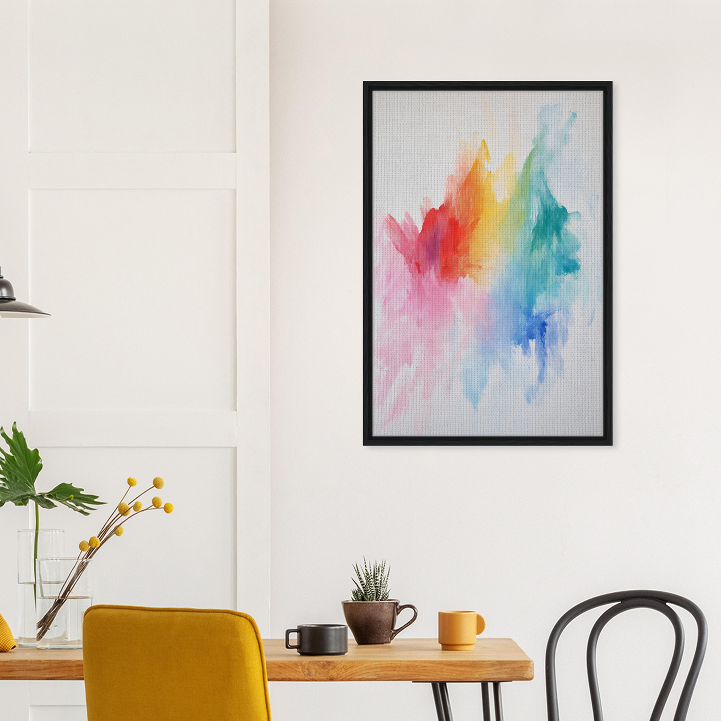 Framed canvas print of Color Dream Overload, featuring vibrant abstract watercolor art