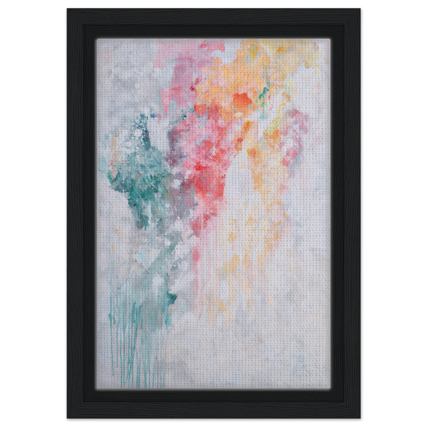 Abstract watercolor painting in soft pastels, framed for stylish room decor by Fashion Oracle
