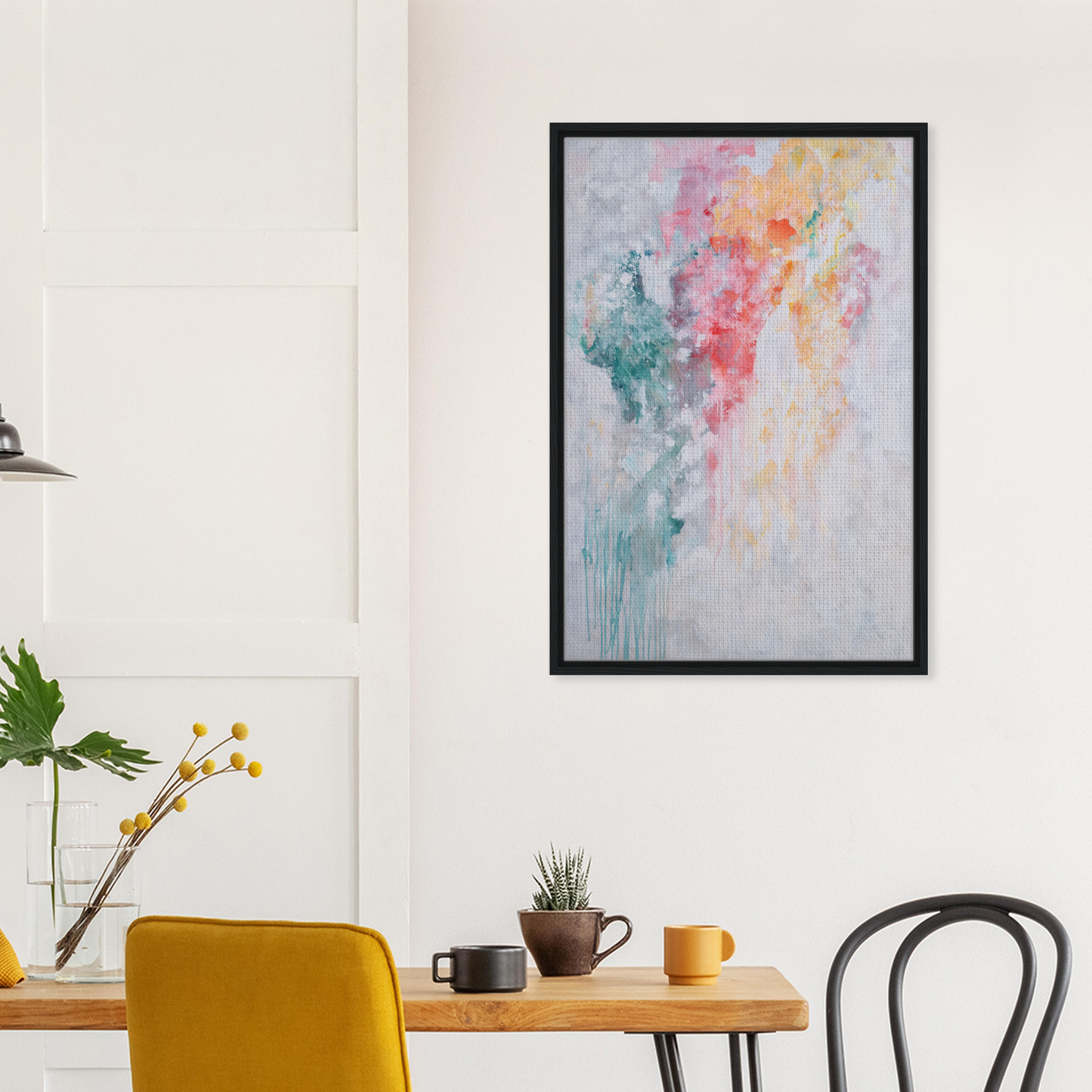 Abstract painting in soft pastel colors framed, perfect for room decor at Fashion Oracle™