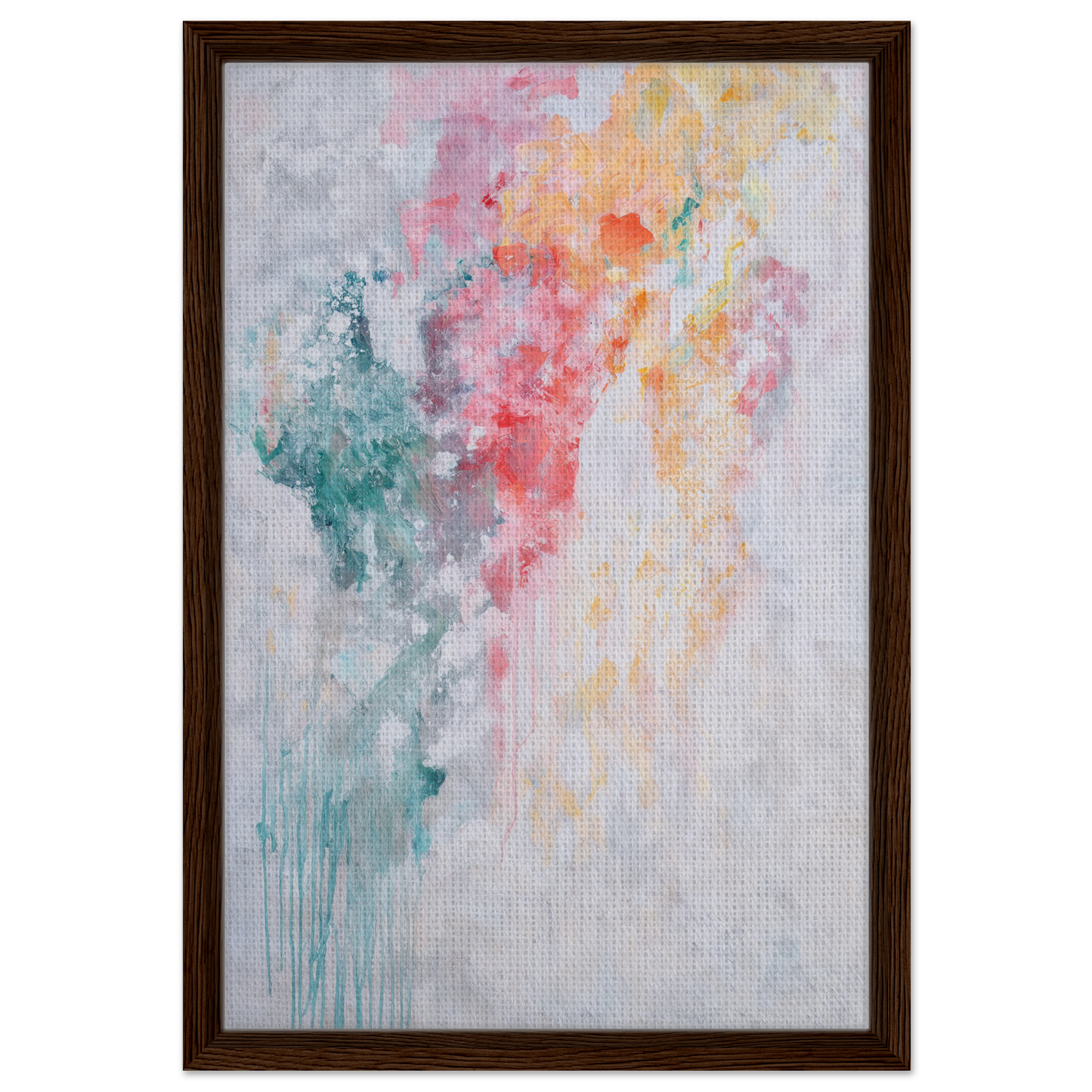 Abstract watercolor painting in pastel hues, framed, ideal for room decor at Fashion Oracle™