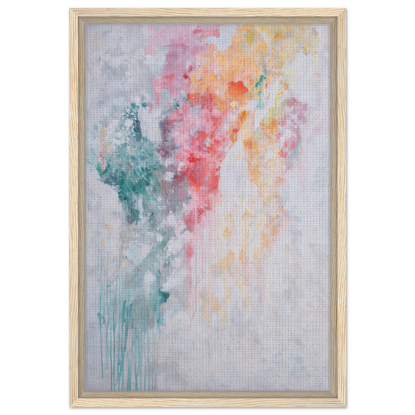Abstract watercolor painting in soft pastels for Colorful Currents Consciousness framed canvas print