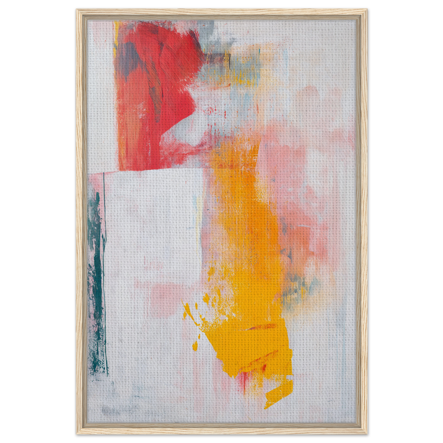 Abstract painting in bold red, yellow, and pink for Colorful Francis Trips collection