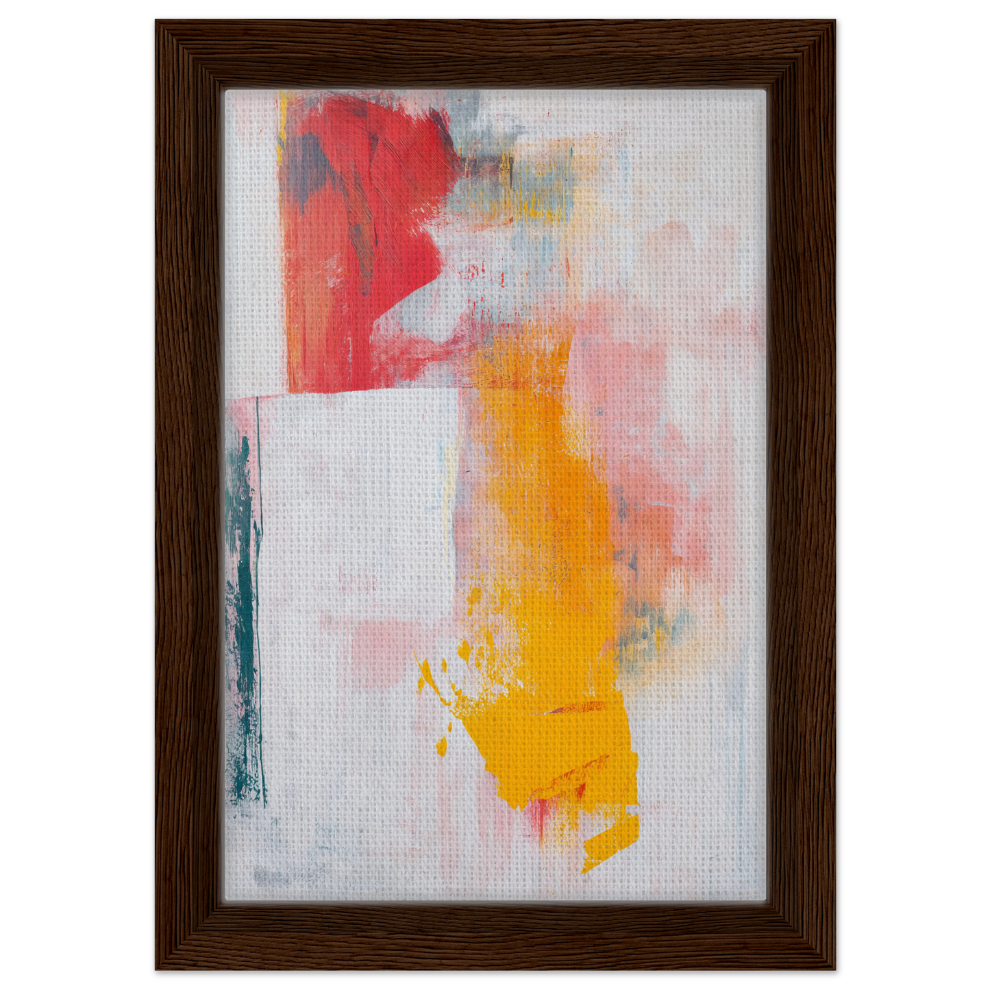 Abstract painting with bold red and yellow brushstrokes for Colorful Francis Trips room decor