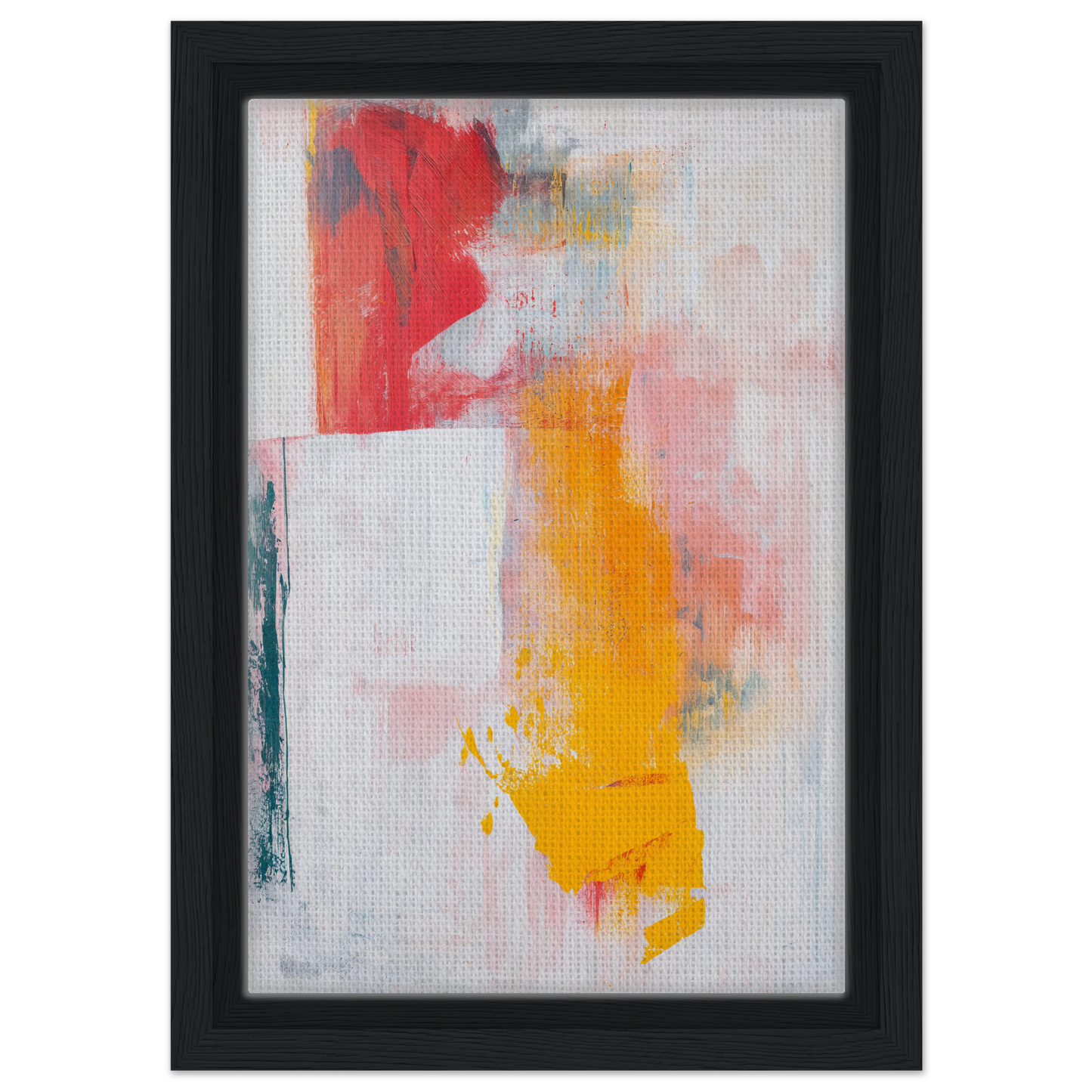 Abstract painting in bold red, yellow, and white, framed canvas print, Colorful Francis Trips