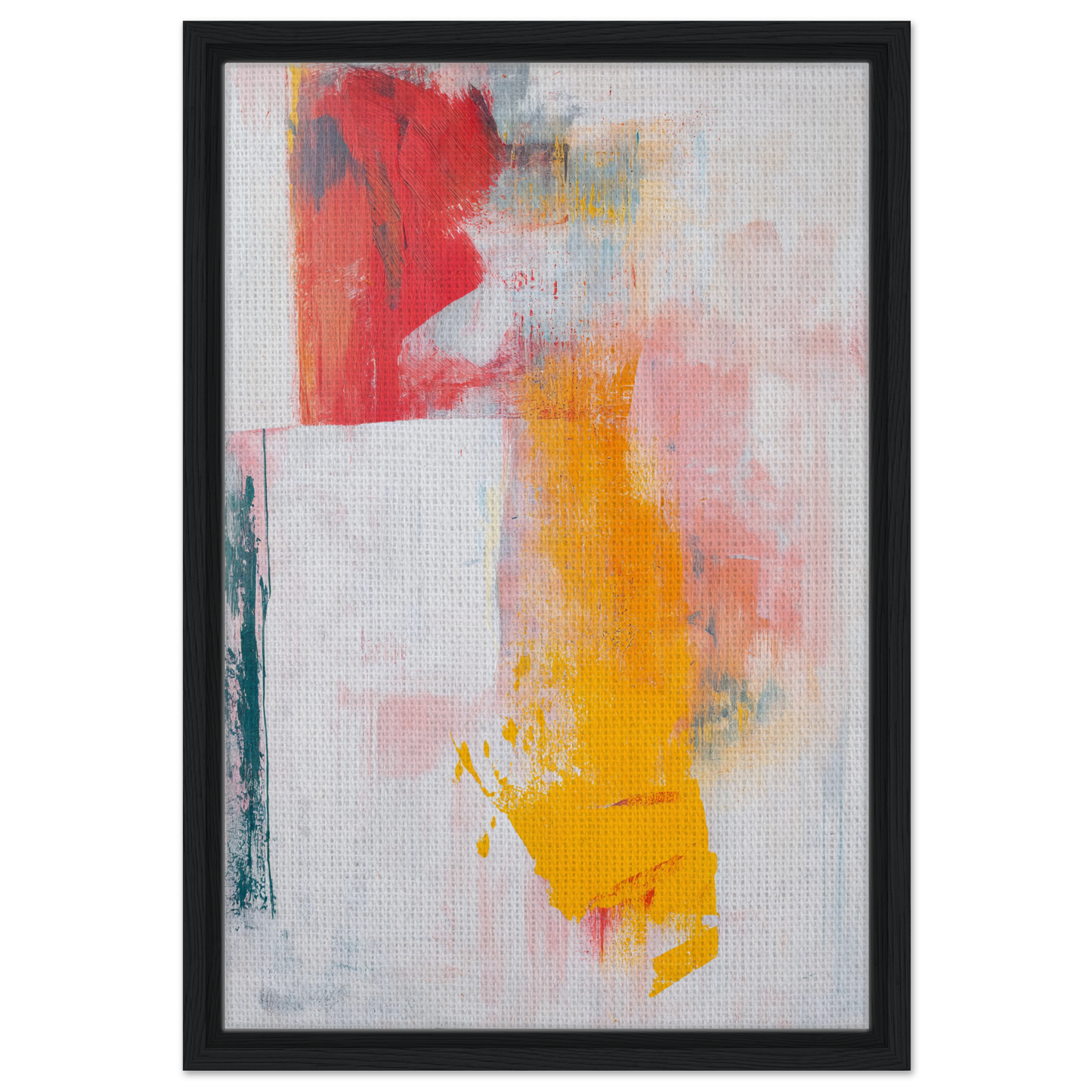 Abstract painting with bold red and yellow brushstrokes for Colorful Francis Trips room decor