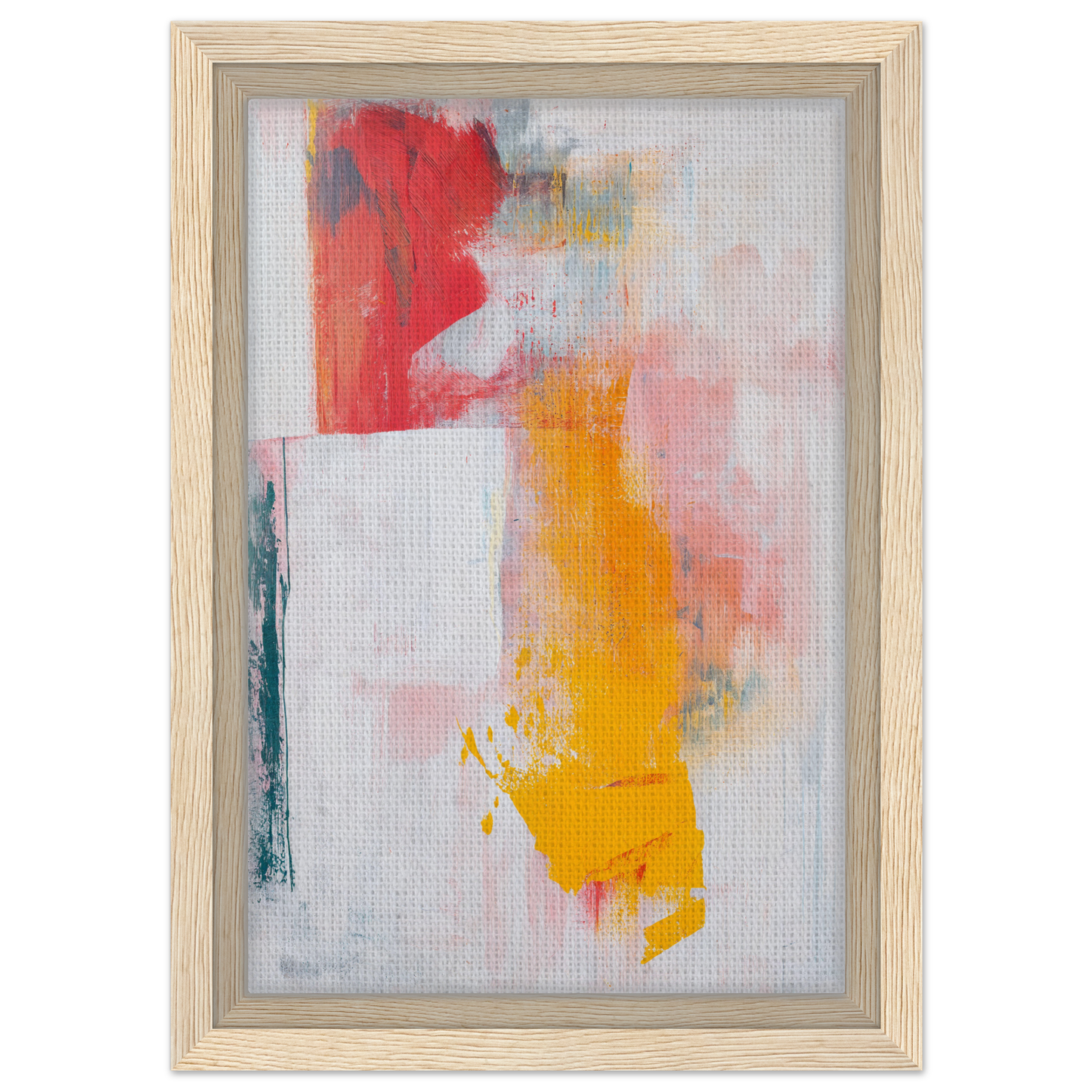 Abstract painting with bold red and yellow strokes, framed canvas print for Colorful Francis Trips