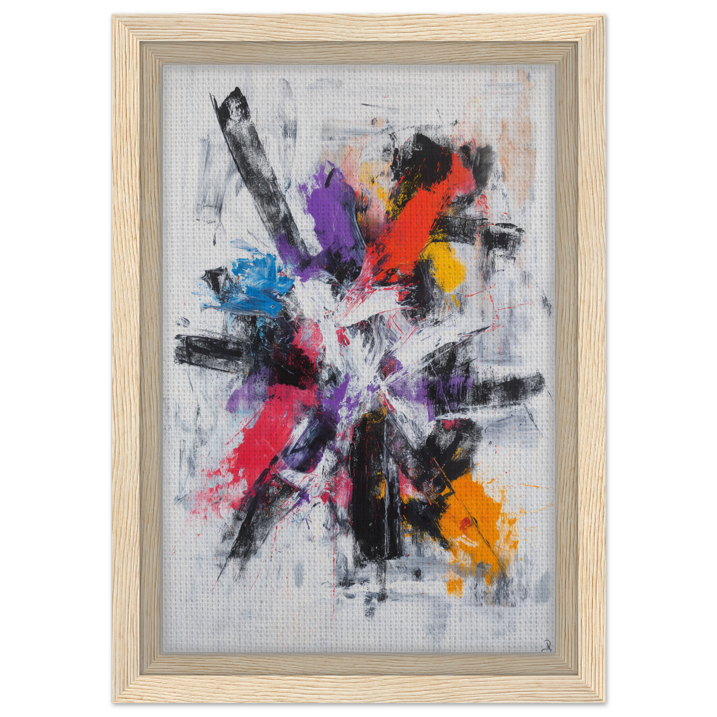 Abstract painting with colorful brushstrokes in Colorful Mindscape Burst framed print