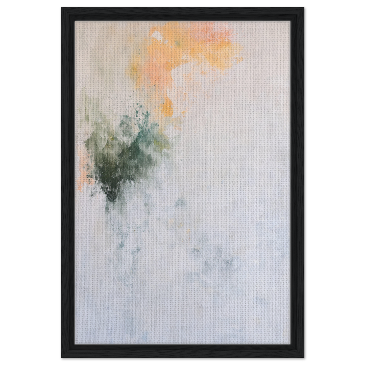 Abstract painting in soft peach and green, ideal for conceptual color drift room decor