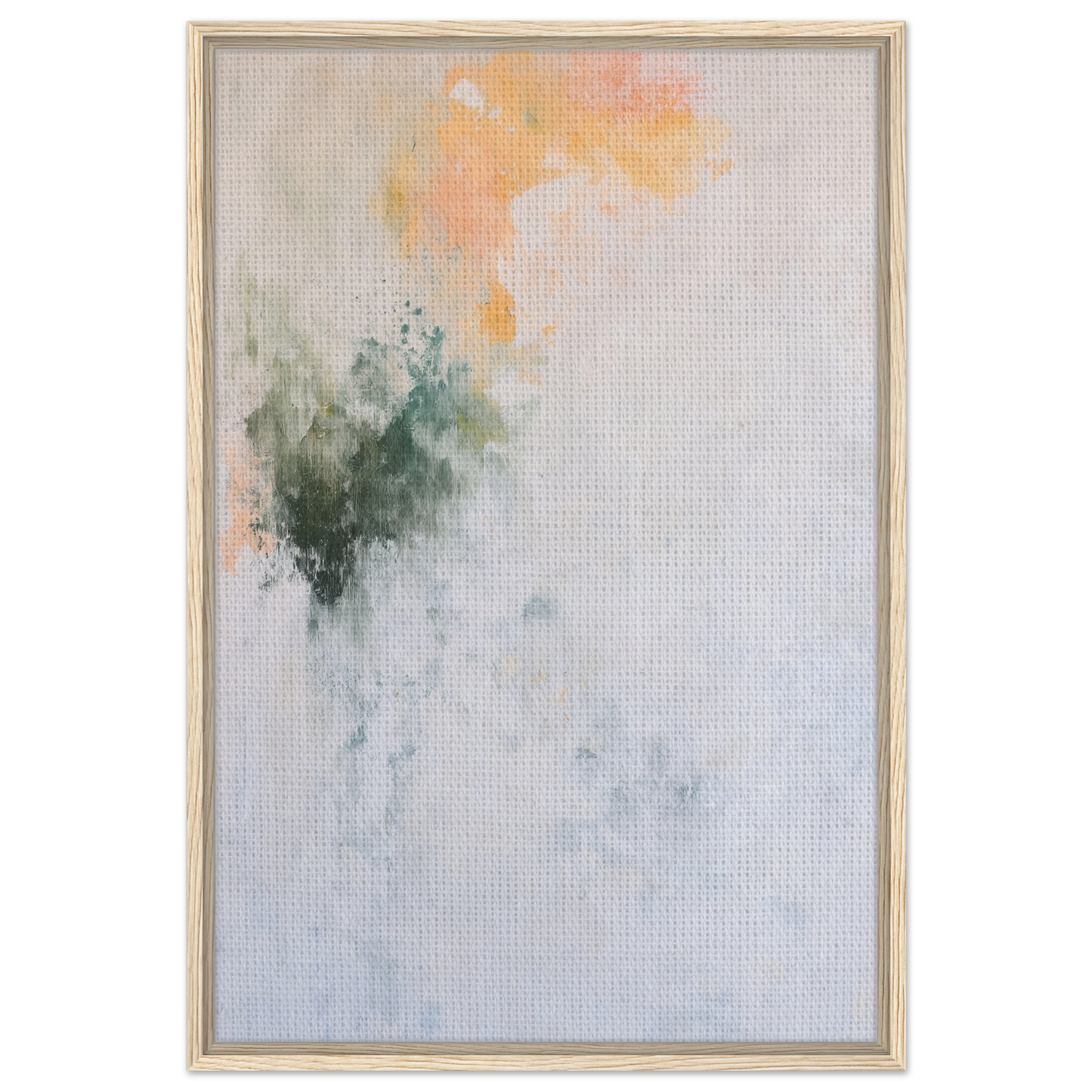 Abstract watercolor painting in soft peach and green tones for Conceptual Color Drift