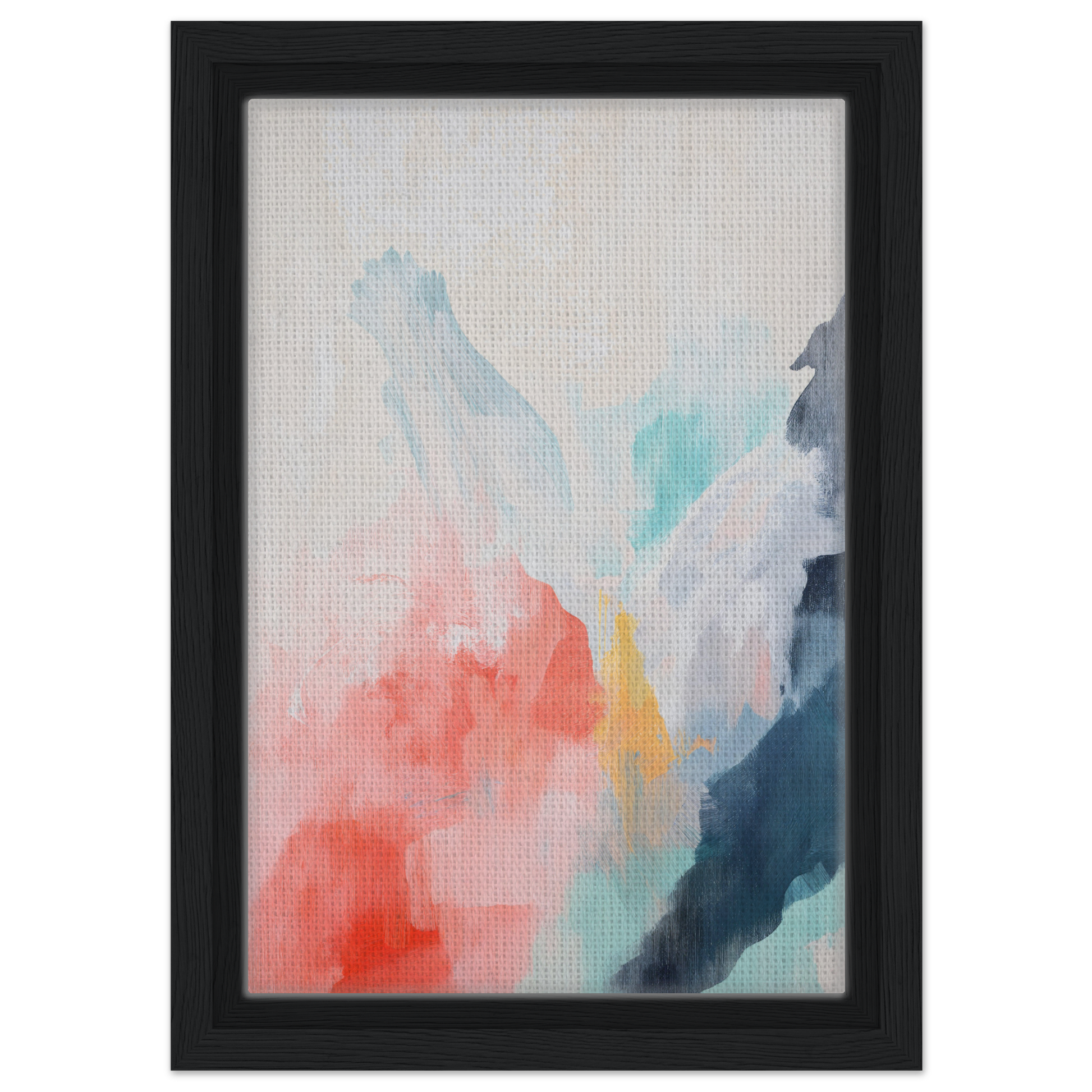 Abstract watercolor painting in soft pastel hues, framed, for Coral Dreams Flowing room decor