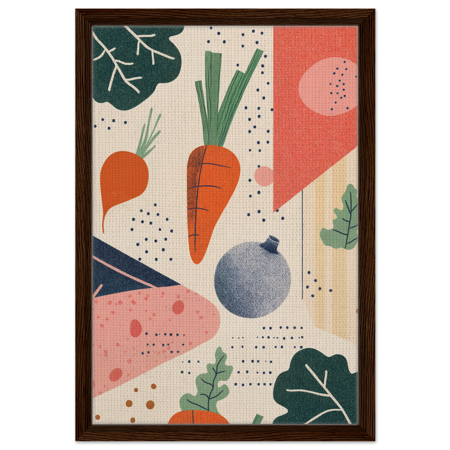 Colorful mid-century modern vegetable illustration for Cosmic Carrot Cosmos room decor