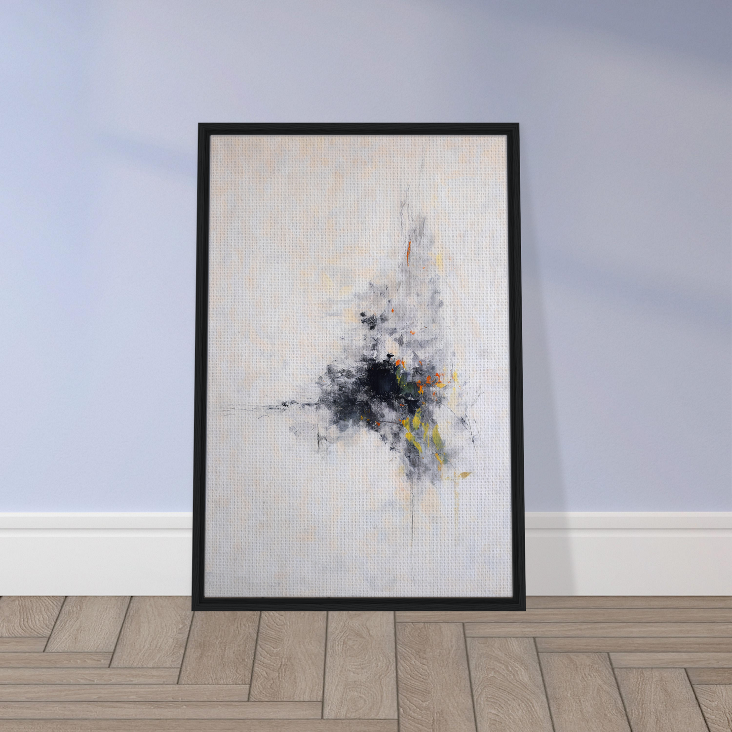 Framed abstract painting titled Cosmic Chaos Communion, ideal for stylish room decor