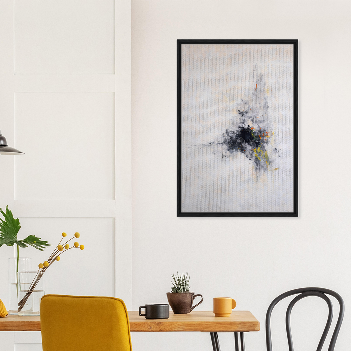 Abstract painting in a black frame showcasing Cosmic Chaos Communion for stylish room decor