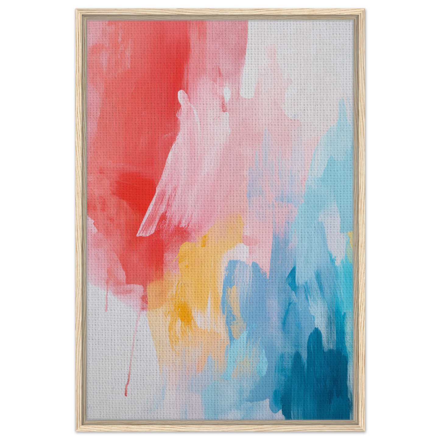 Abstract painting in vibrant colors for Crimson Fusion Medley framed canvas wall art
