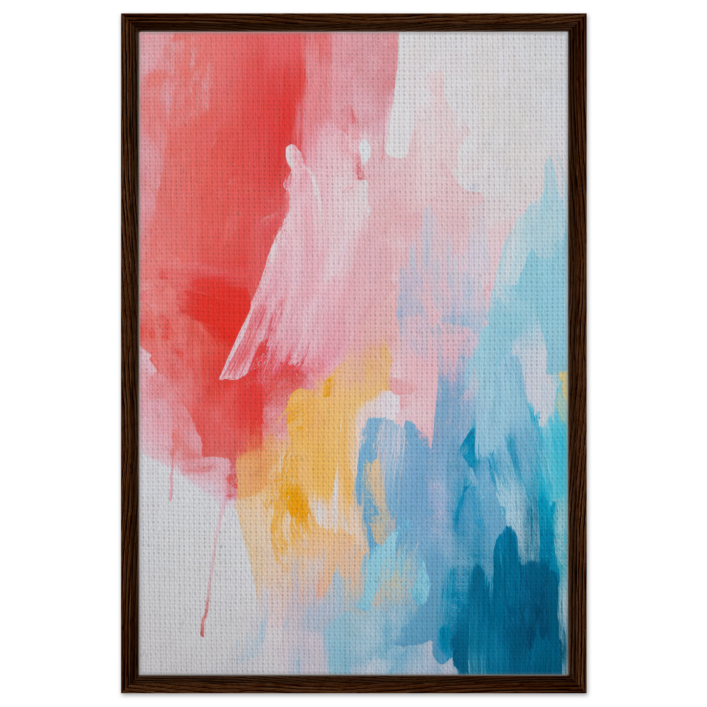Abstract painting in vibrant colors for Crimson Fusion Medley framed canvas wall decor