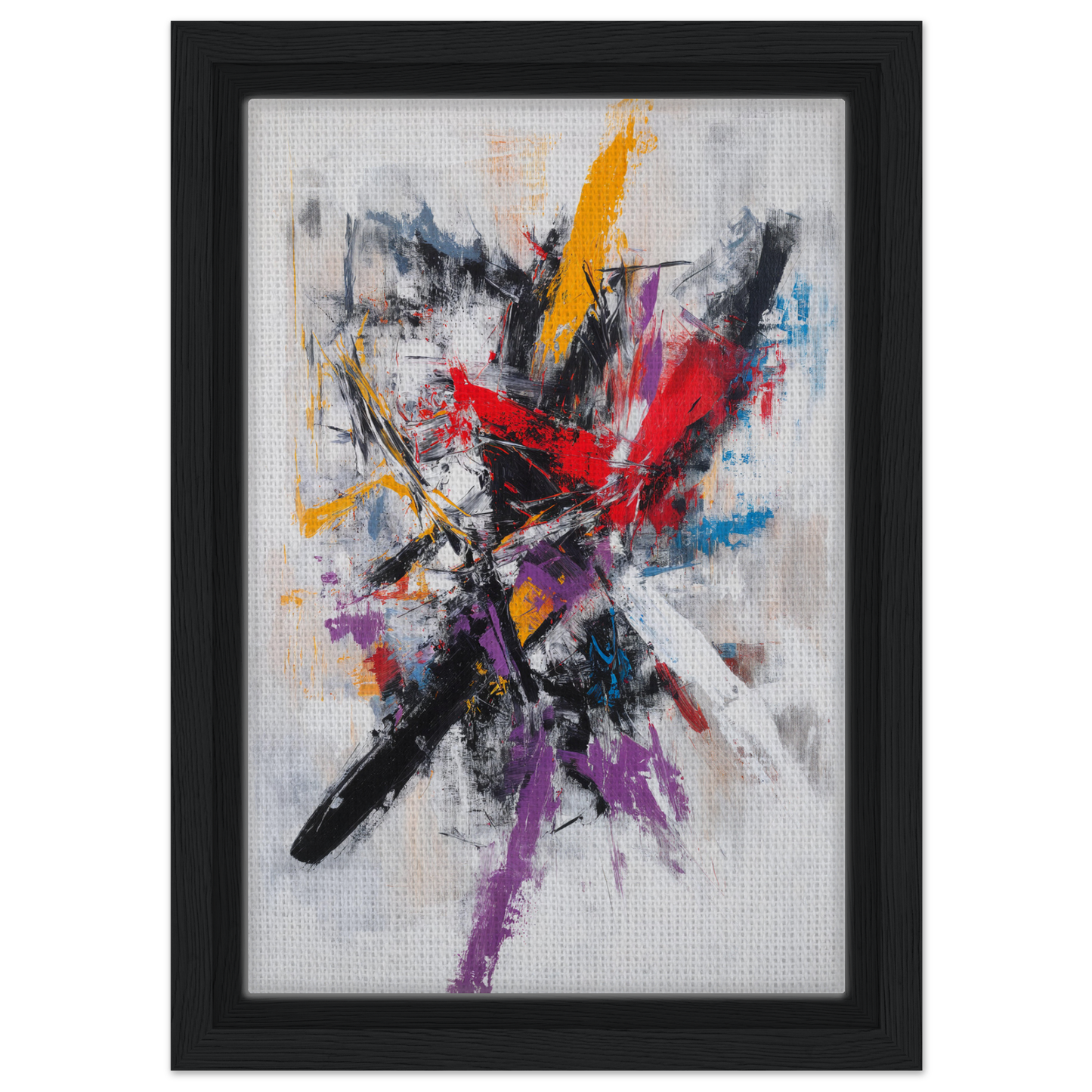 Abstract painting of bold crimson undulations on light background for framed canvas print