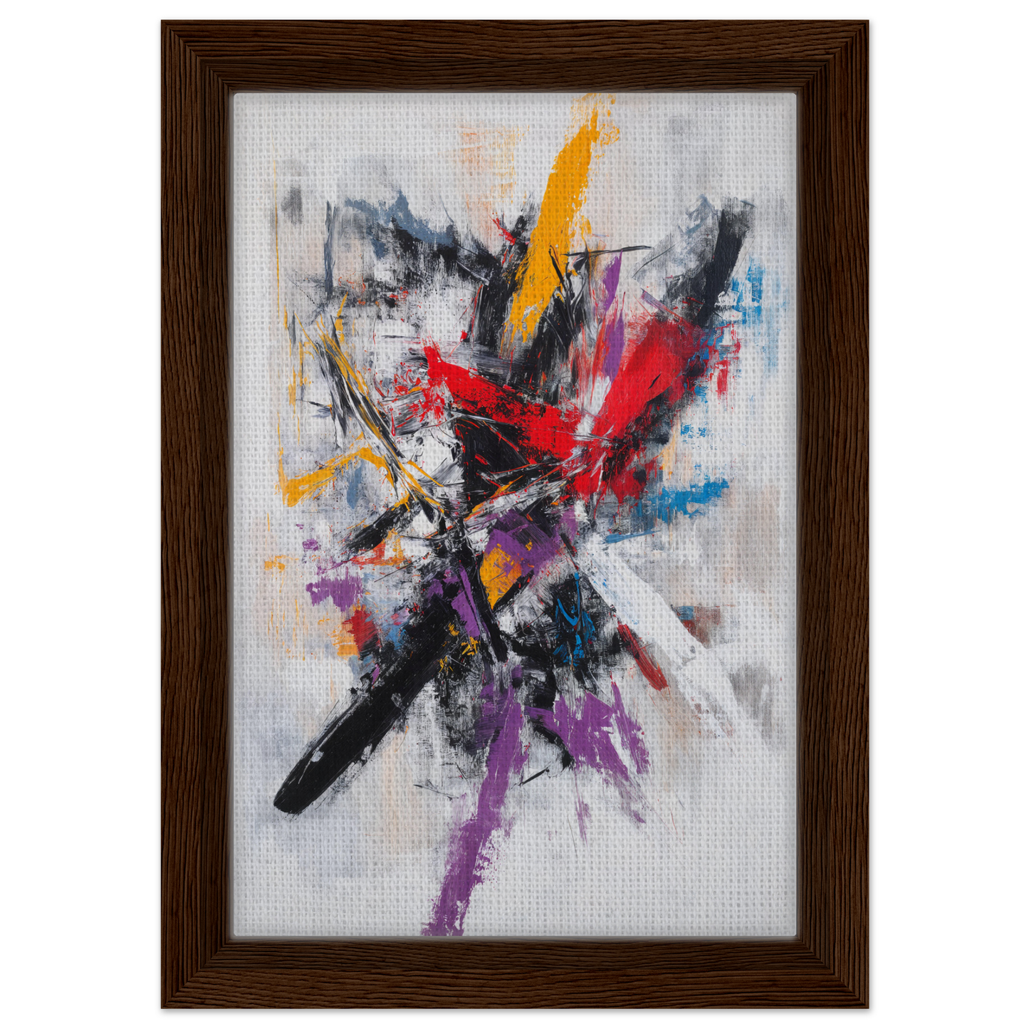Abstract painting of Crimson Undulations with vibrant colors on a light background