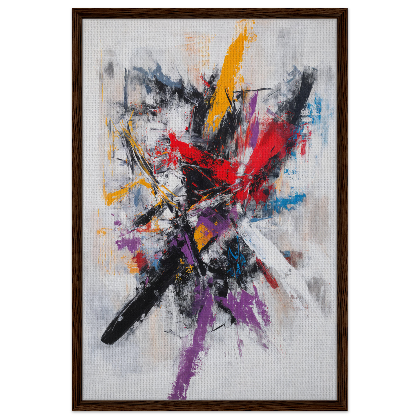 Abstract painting with bold brushstrokes, ideal for Crimson Undulations Framed Canvas Print