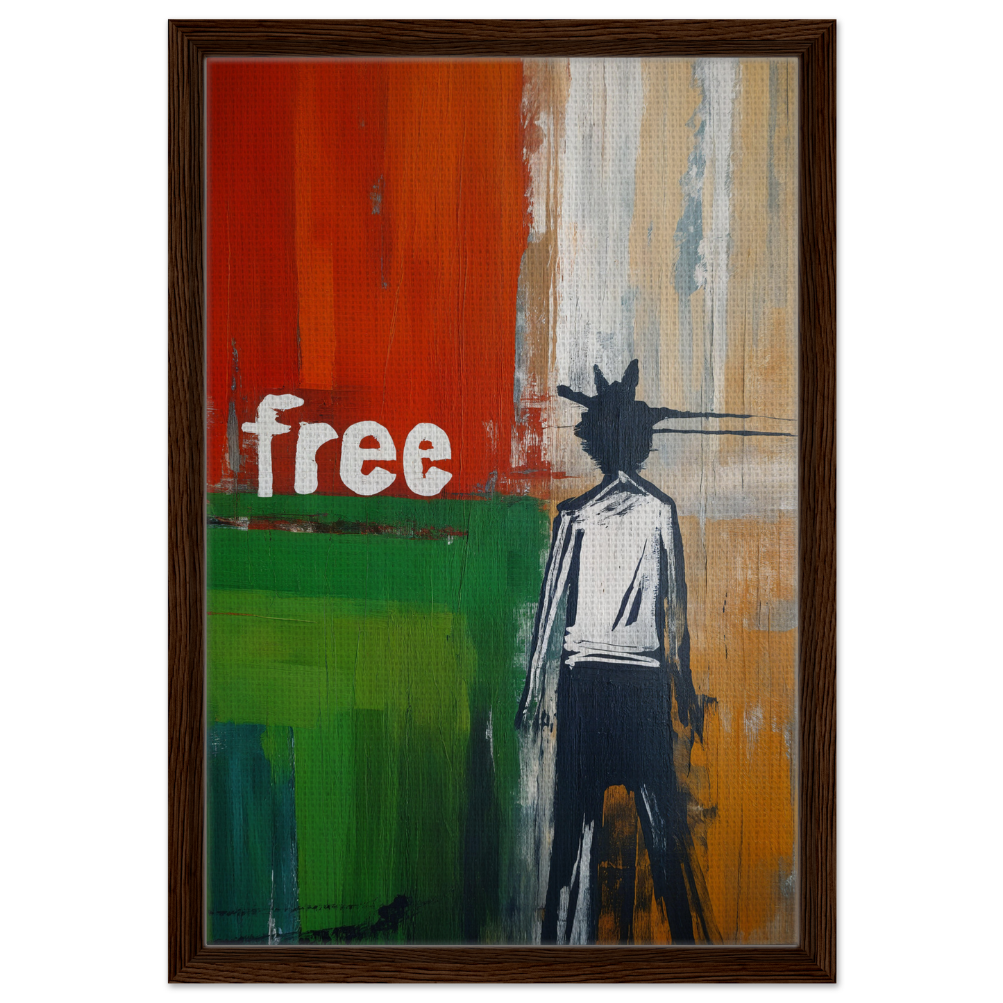Silhouetted figure with spiky hair against a vibrant backdrop in Crowned Specters Liberate