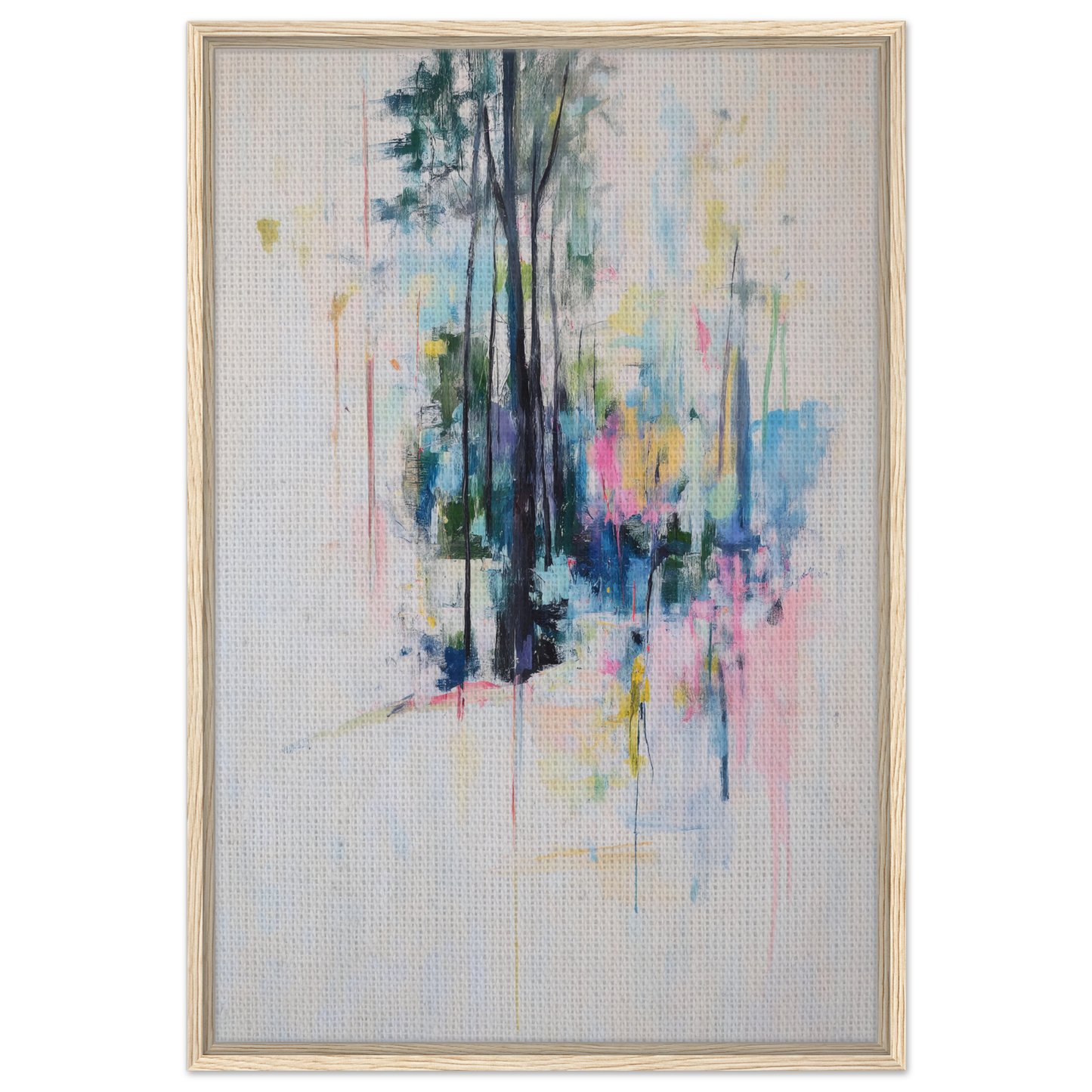 Abstract painting of trees with colorful brushstrokes for Dancing Quiet Spring room decor