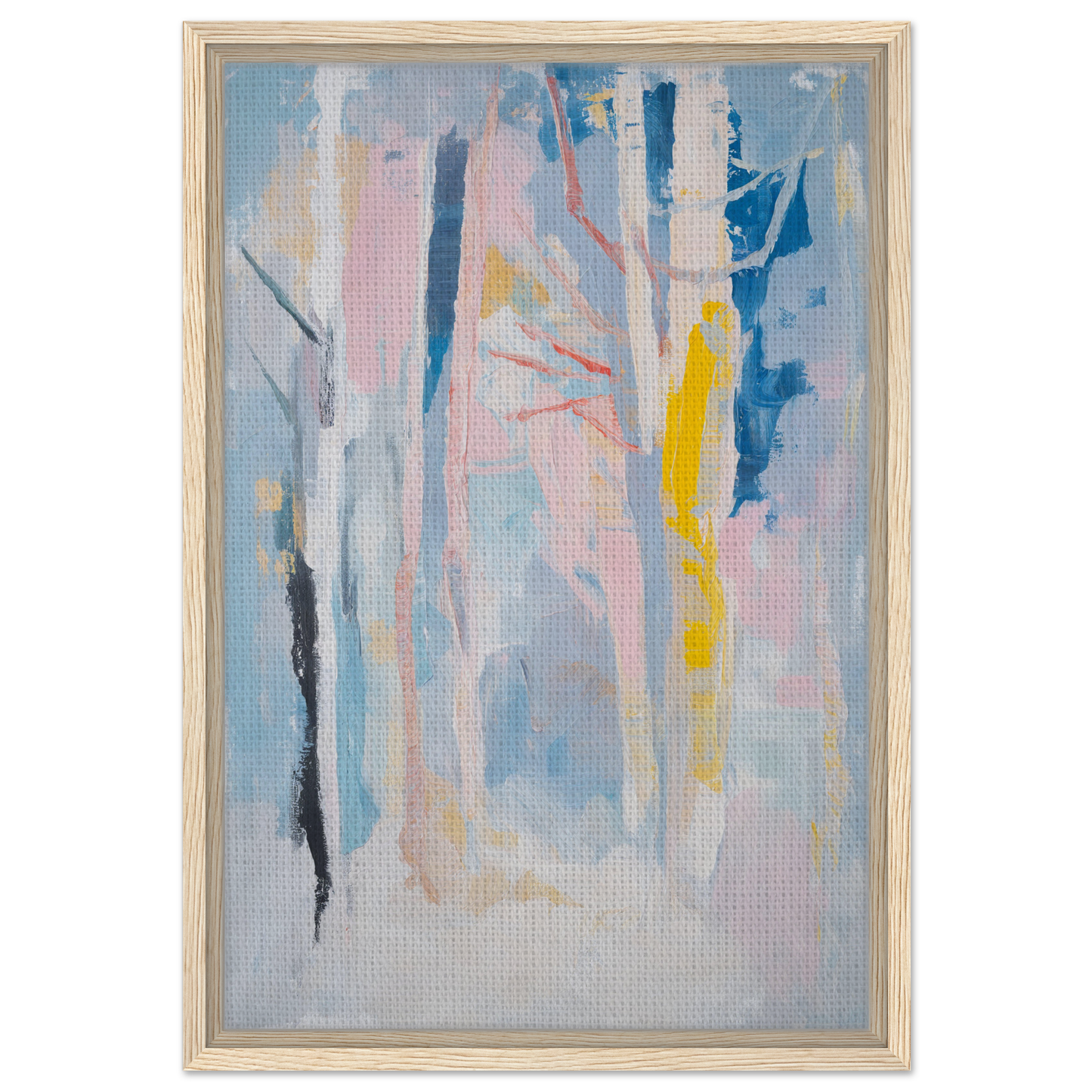 Abstract painting featuring pastel vertical streaks, ideal for Delirious Canopy Solitude room decor