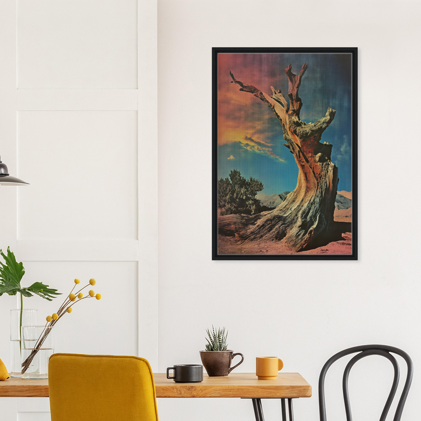 Framed painting of a twisted tree at sunset for Desert Time Odyssey room decor