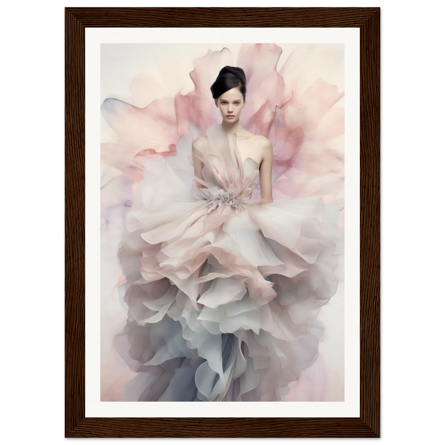 A high-quality Fashionista The Oracle Windows™ Collection poster of a woman in a pink dress, perfect for transforming your space and hanging on your wall.