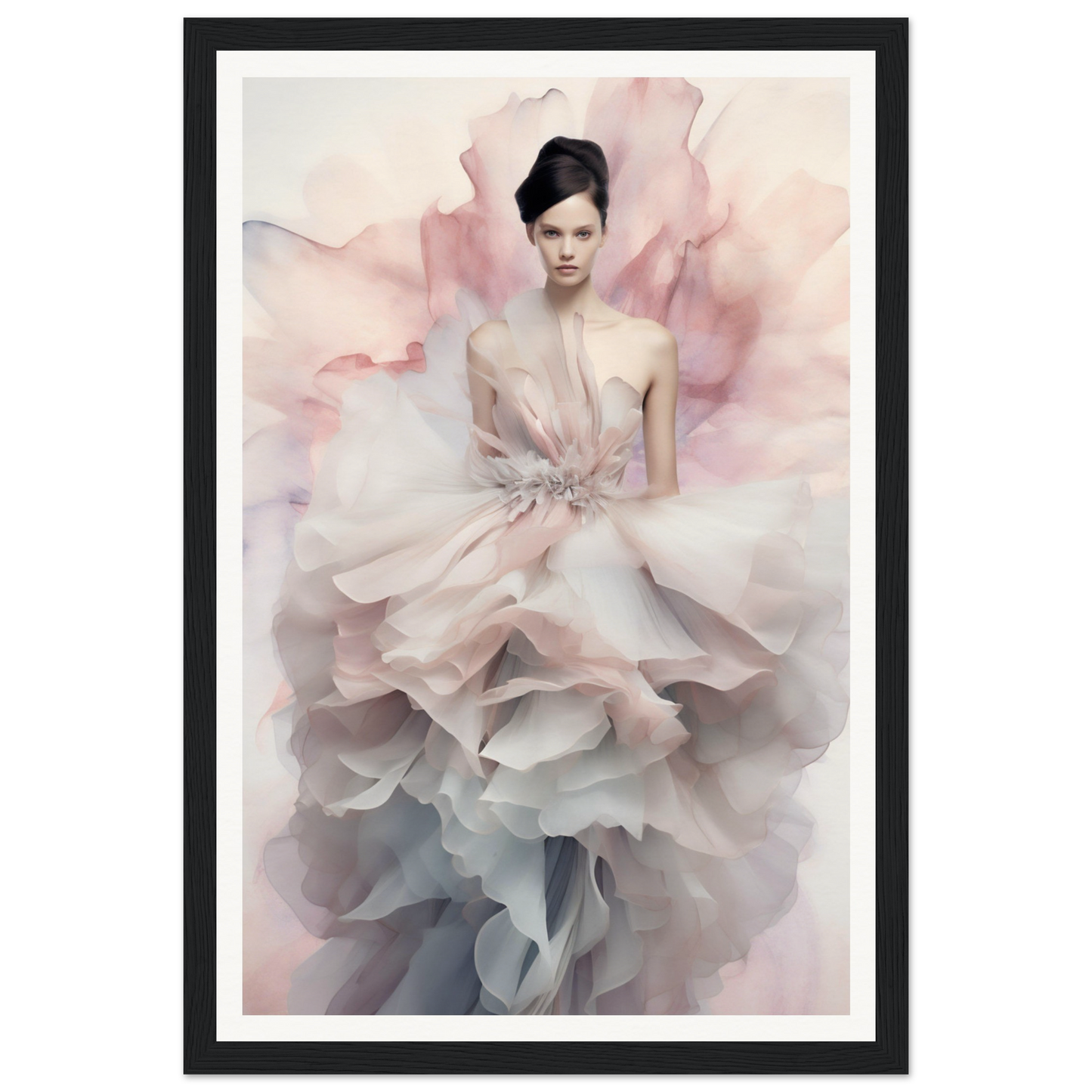 A high-quality Fashionista The Oracle Windows™ Collection poster of a woman in a pink dress, perfect for transforming your space and hanging on your wall.
