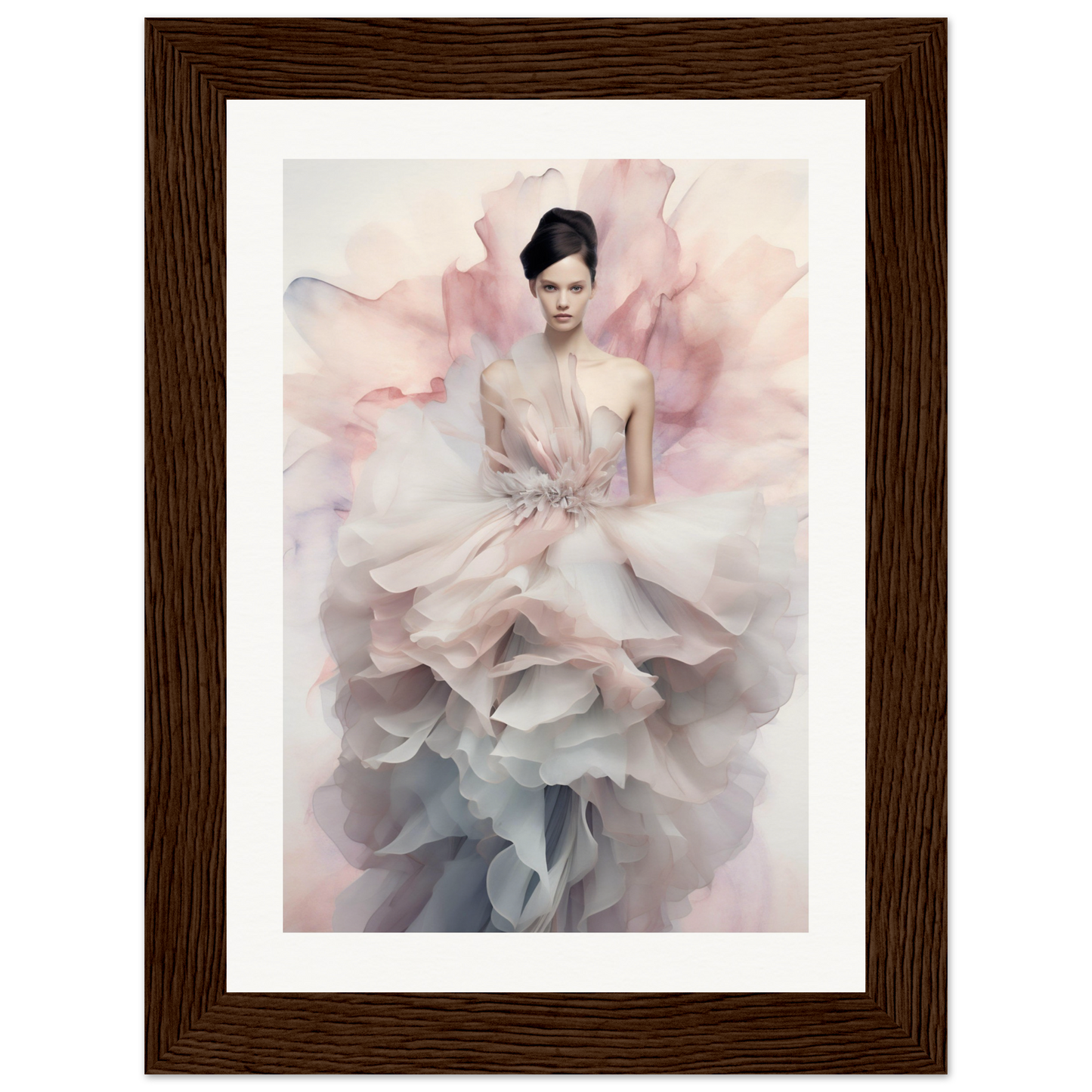 A high-quality Fashionista The Oracle Windows™ Collection poster of a woman in a pink dress, perfect for transforming your space and hanging on your wall.