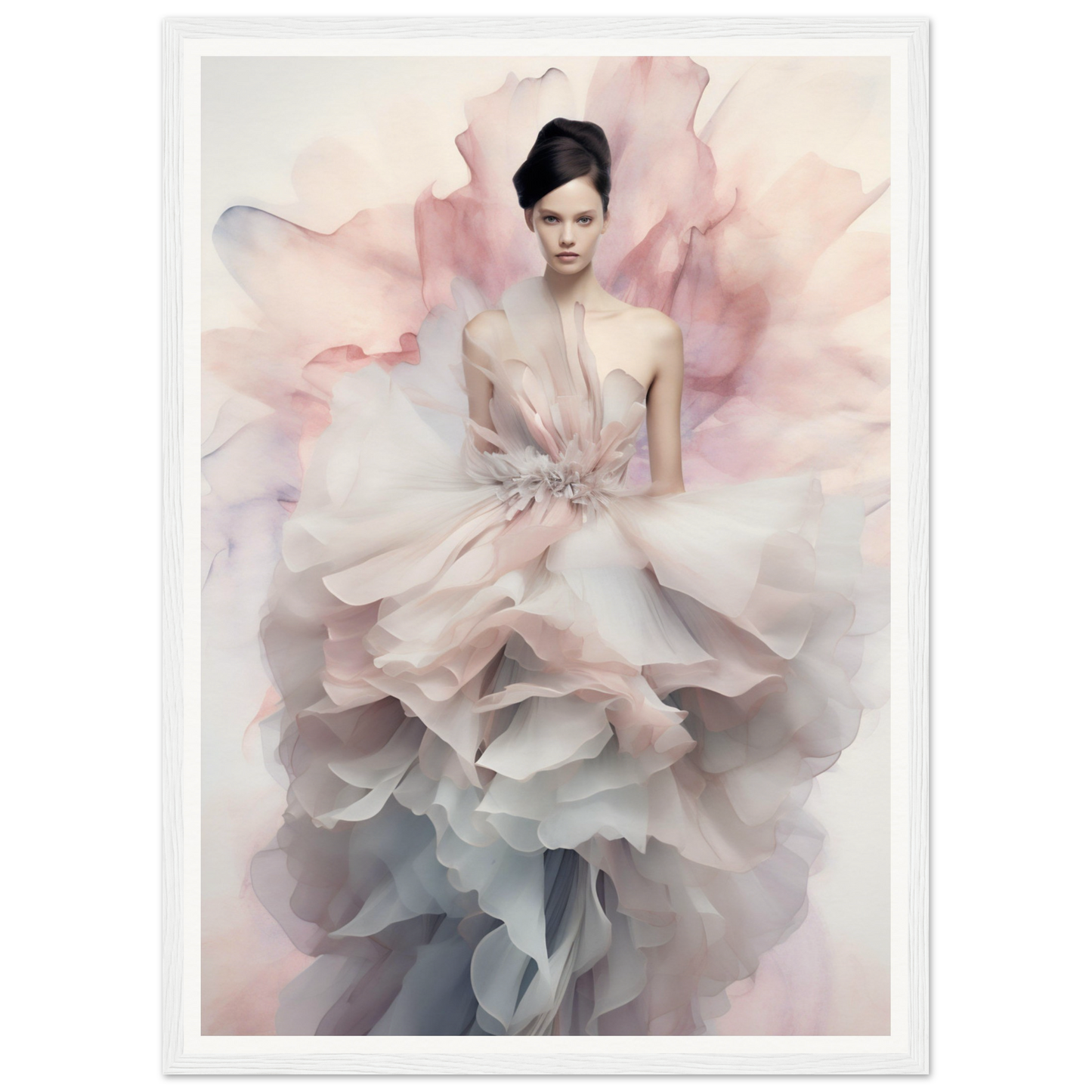 A high-quality Fashionista The Oracle Windows™ Collection poster of a woman in a pink dress, perfect for transforming your space and hanging on your wall.