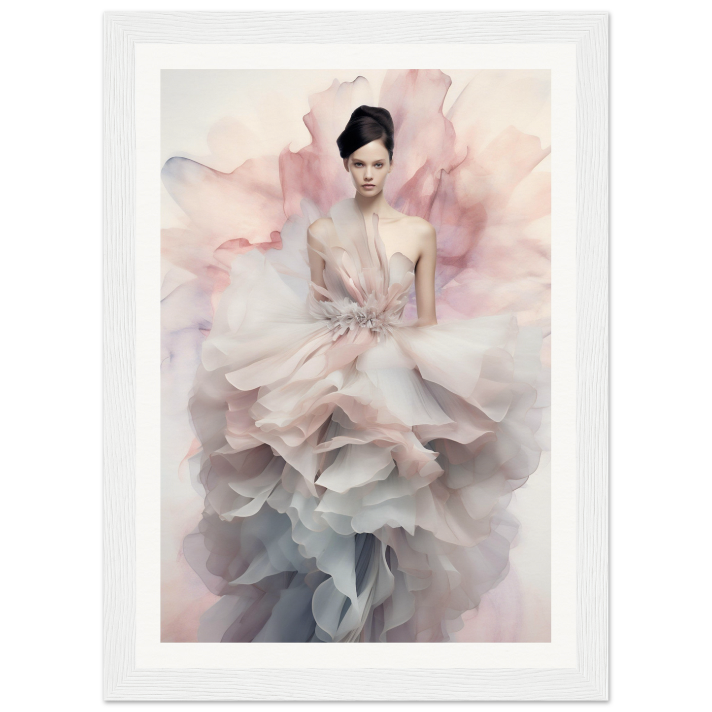 A high-quality Fashionista The Oracle Windows™ Collection poster of a woman in a pink dress, perfect for transforming your space and hanging on your wall.