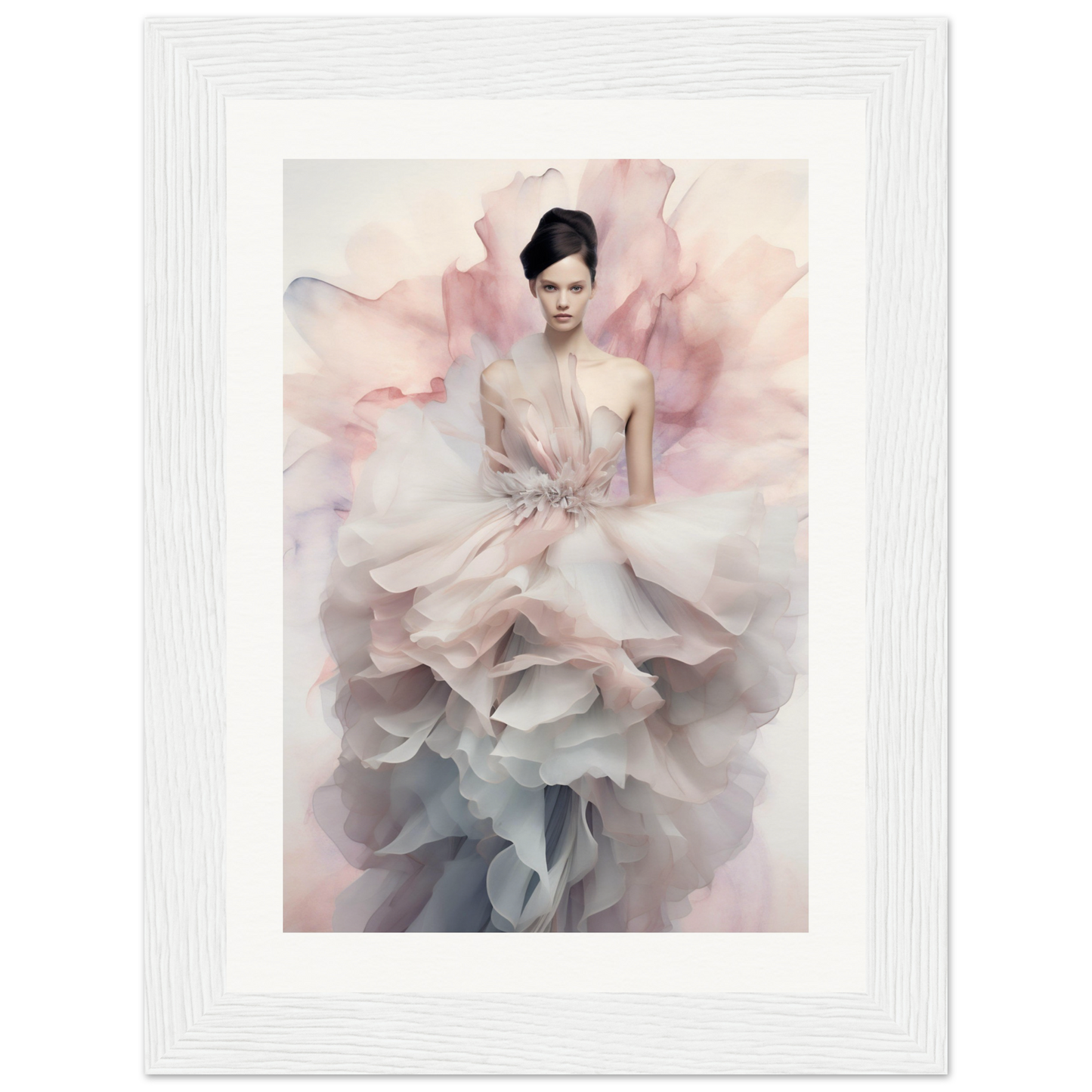 A high-quality Fashionista The Oracle Windows™ Collection poster of a woman in a pink dress, perfect for transforming your space and hanging on your wall.
