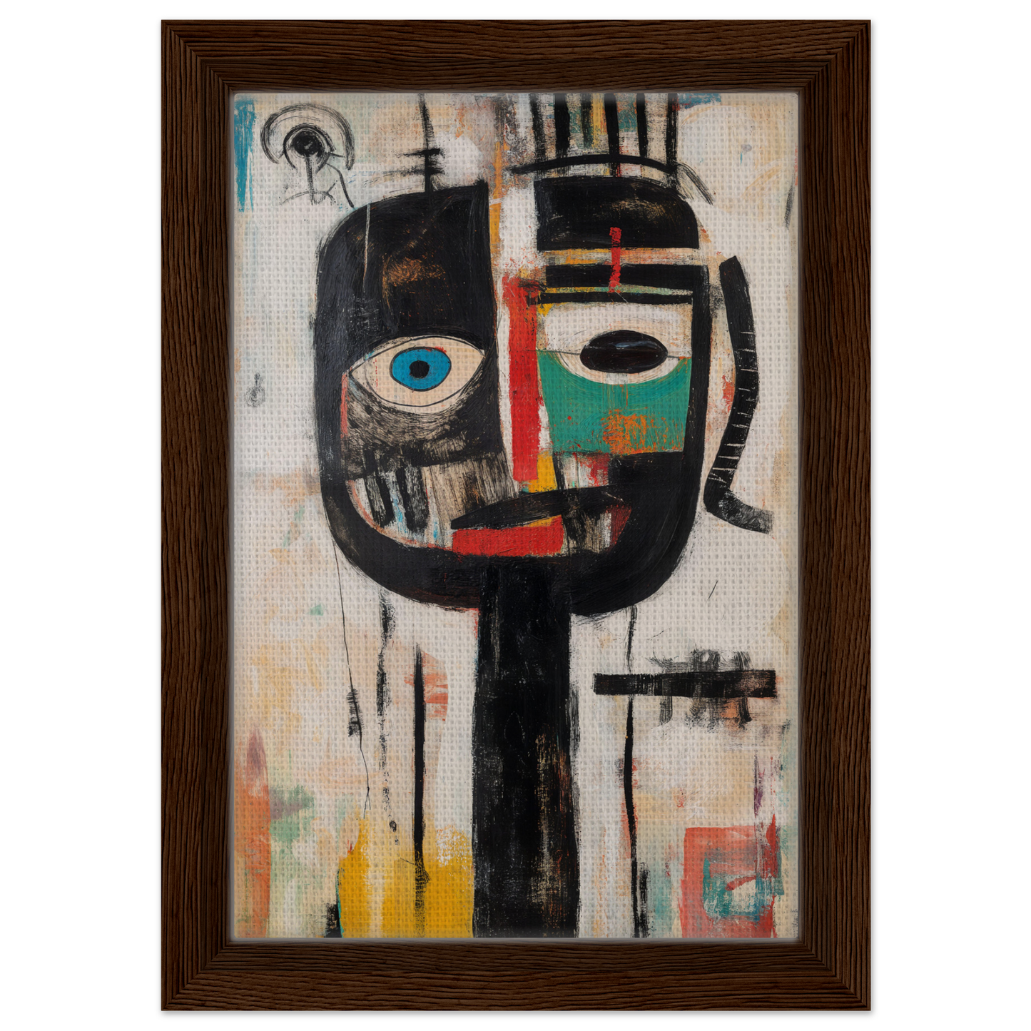 Abstract portrait of a stylized face in vibrant colors from Duality Tribescape Visions
