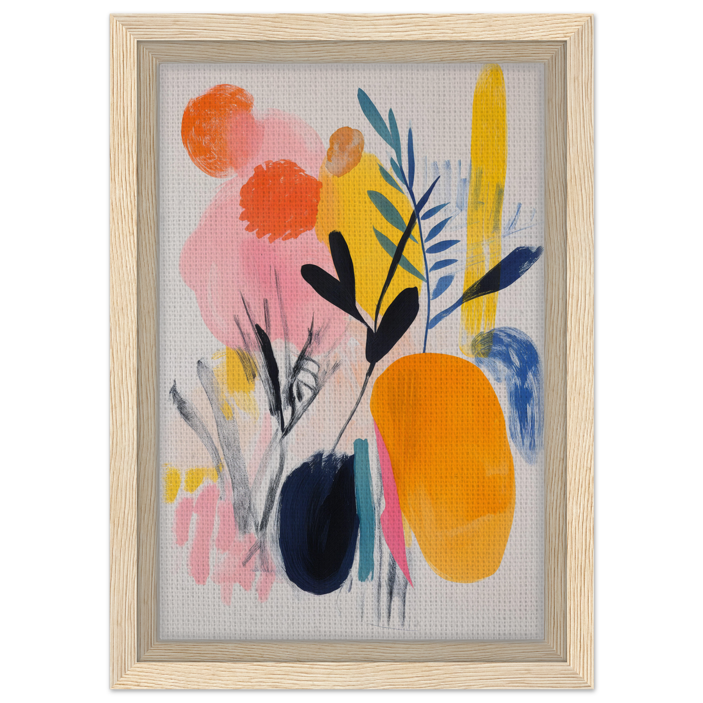 Abstract painting of vibrant floral shapes in Ecstatic Foliage Revelations framed canvas art