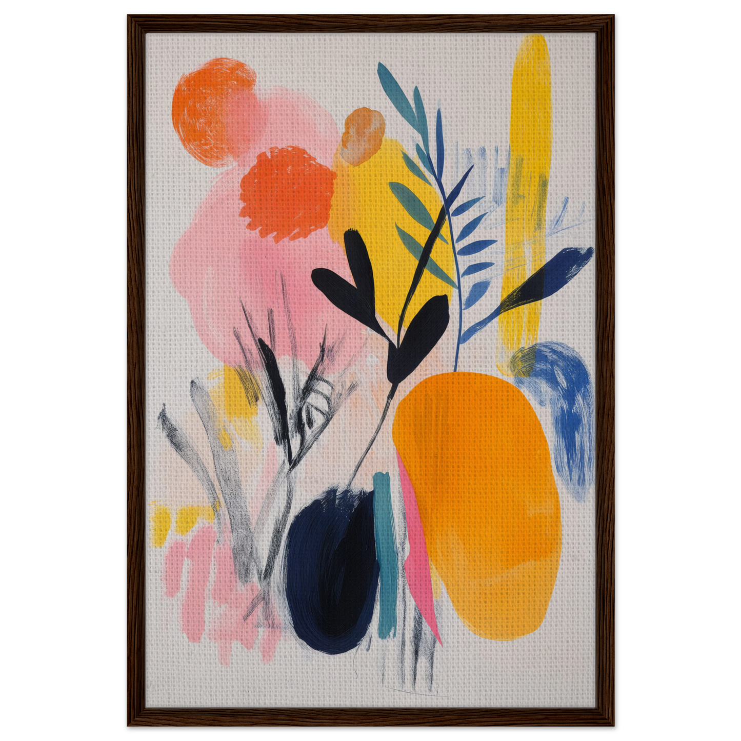 Abstract painting of colorful organic shapes and botanical elements for Ecstatic Foliage Revelations