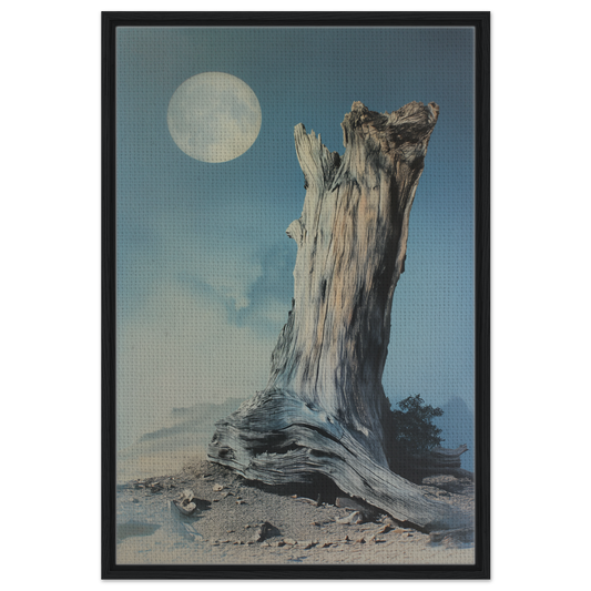 Weathered tree stump under a full moon for Ecstatic Wilderness Dreams room decor