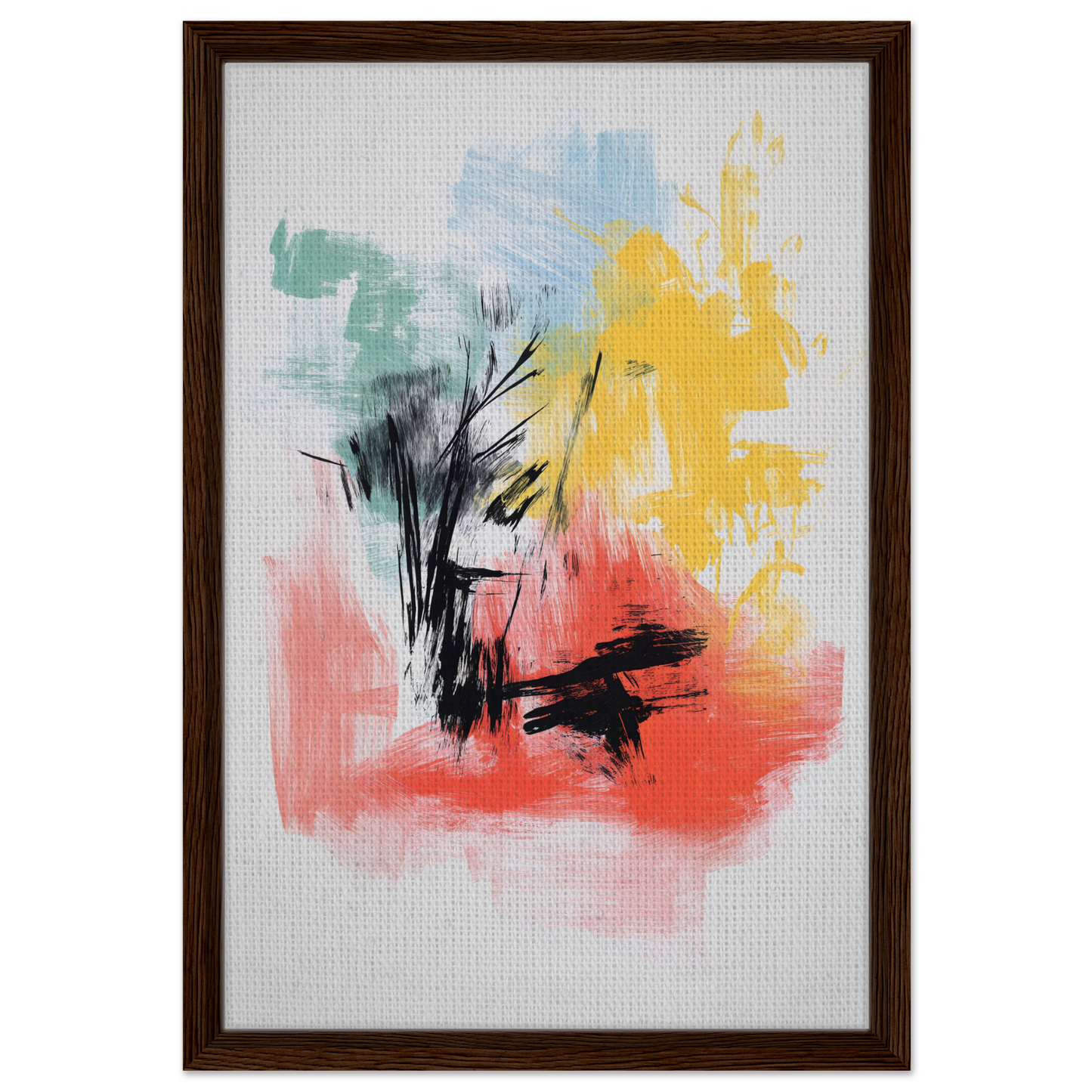 Abstract painting in vibrant colors, framed canvas print titled Electric Chaos Harmony