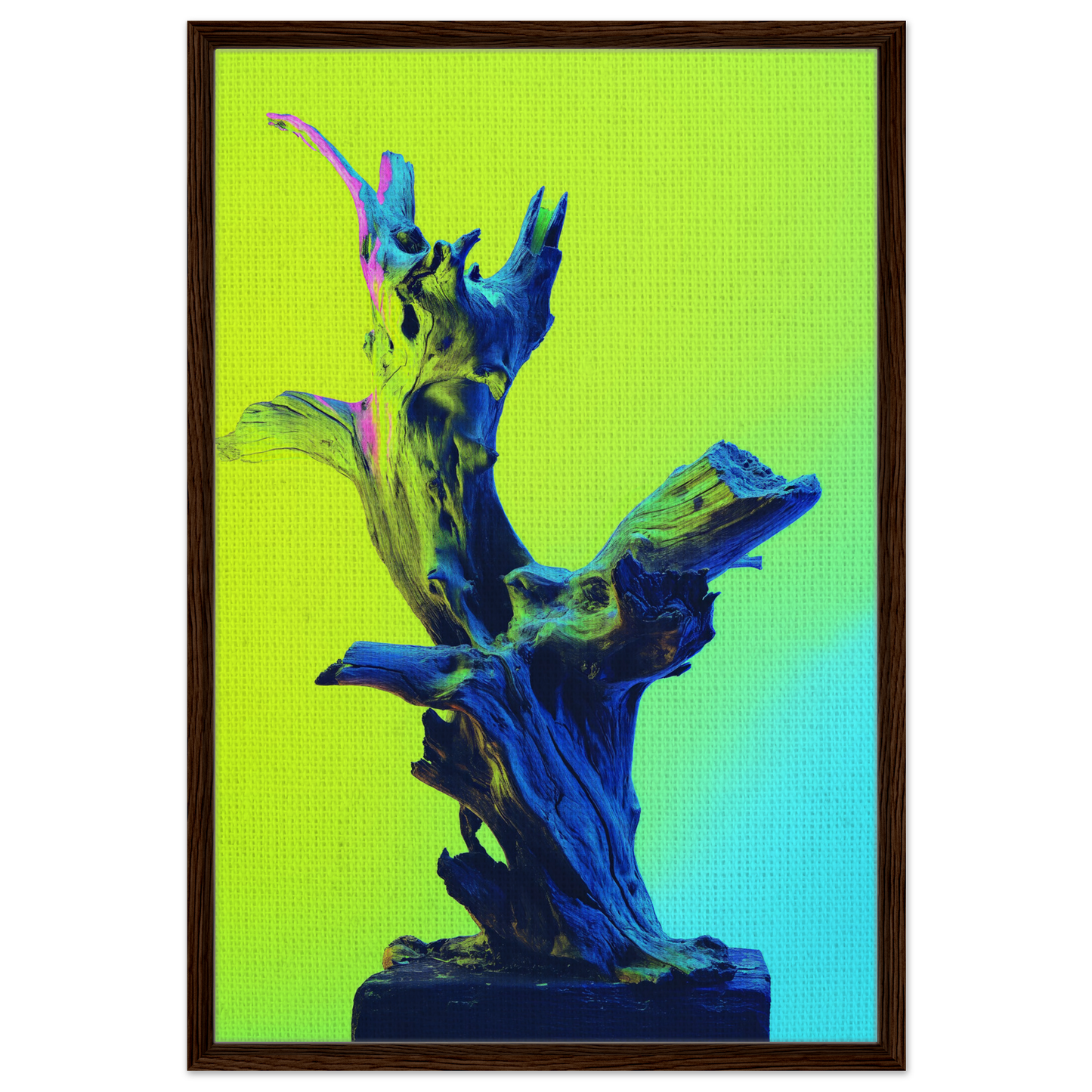 Abstract sculpture in blue and green hues, featured in Electric Driftwood Dreams collection