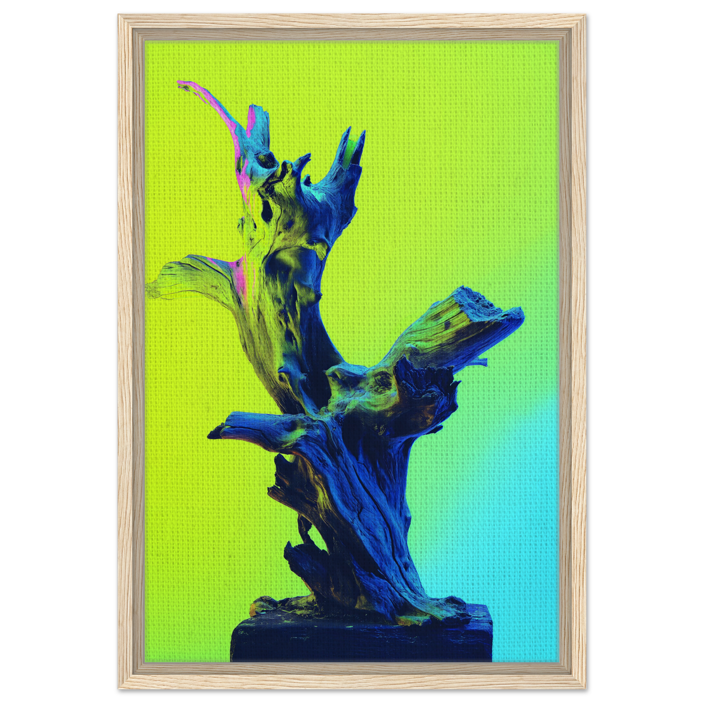 Abstract blue sculpture with organic forms in Electric Driftwood Dreams room decor