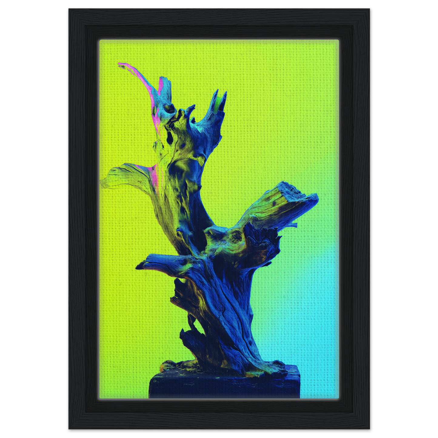 Abstract sculpture featuring flowing blue and green forms from Electric Driftwood Dreams, ideal for room decor