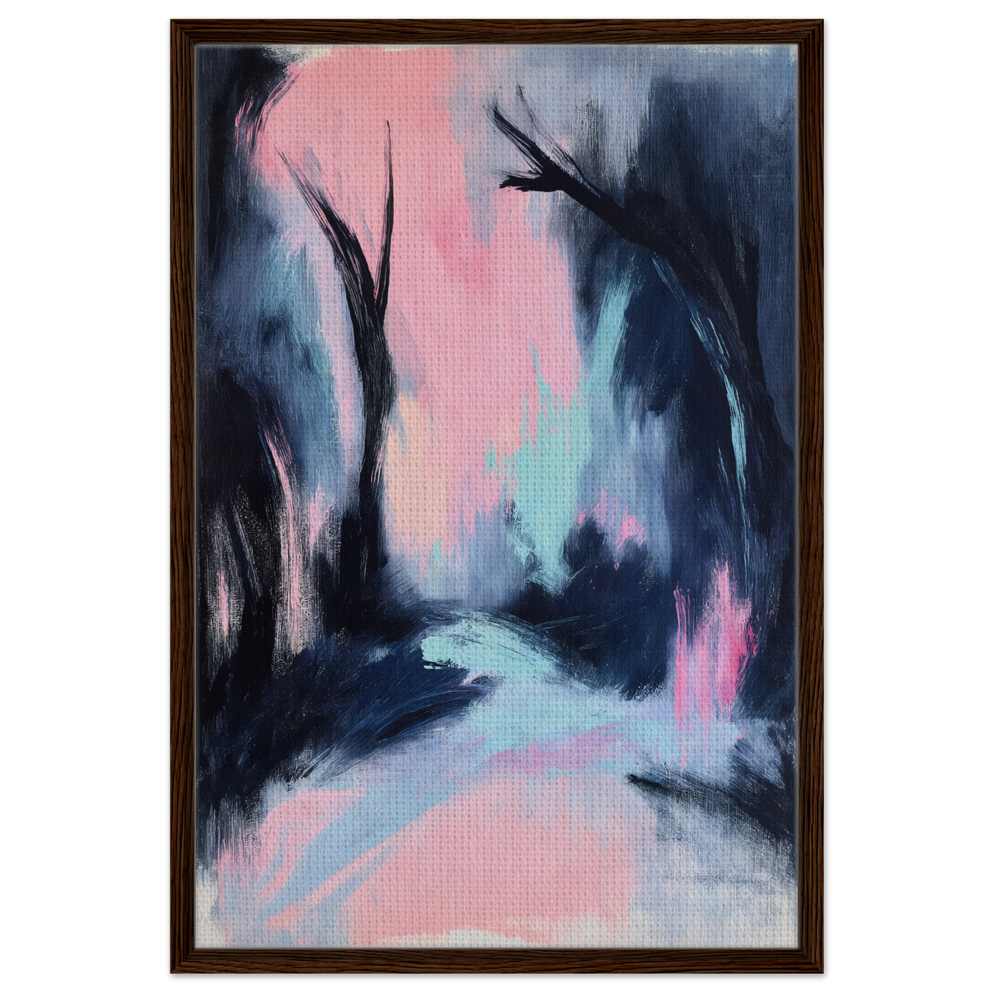 Abstract painting with dark and pastel colors depicting the Enigmatic River Dream