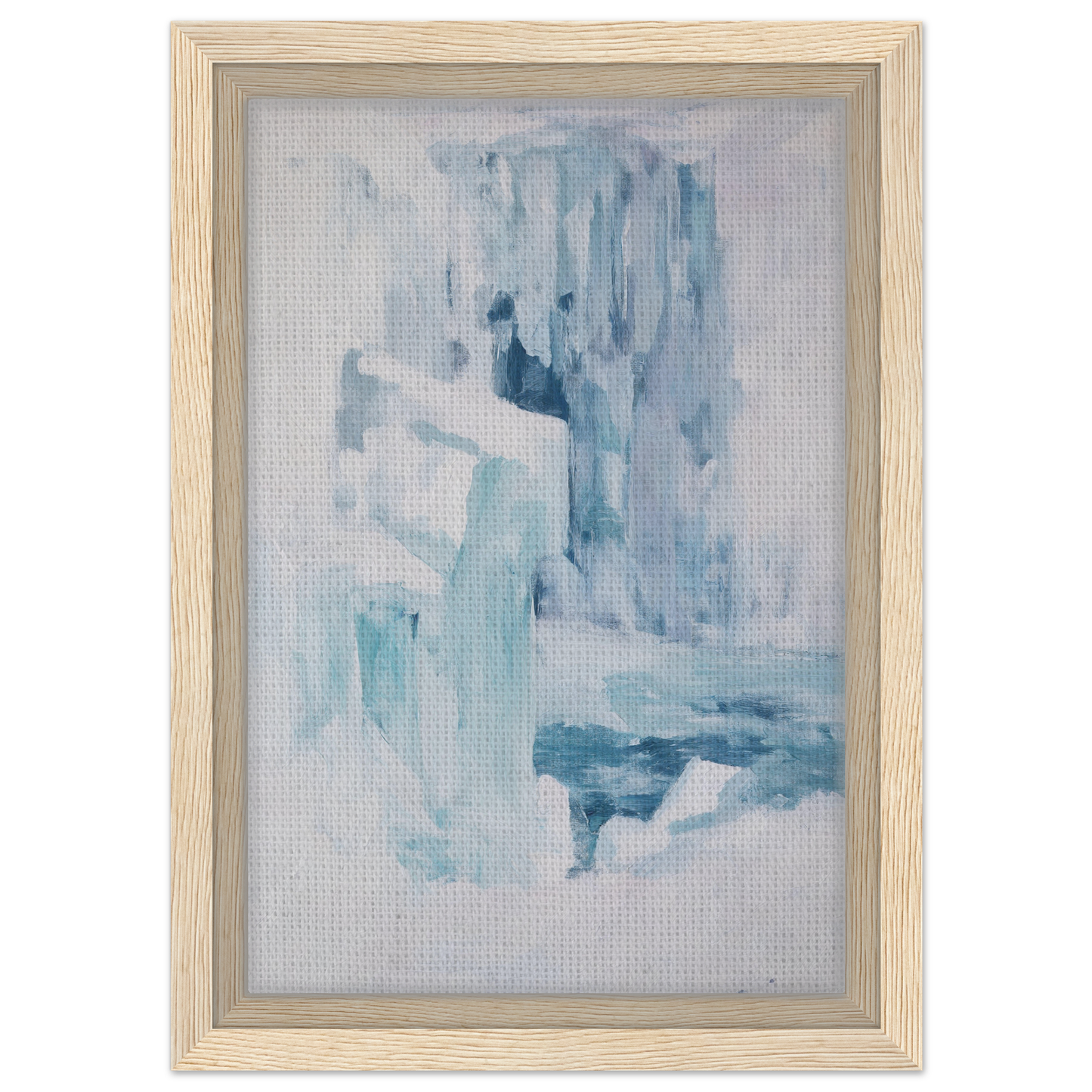 Abstract painting of soft blue and white brushstrokes for Eternal Blue Whispers room decor