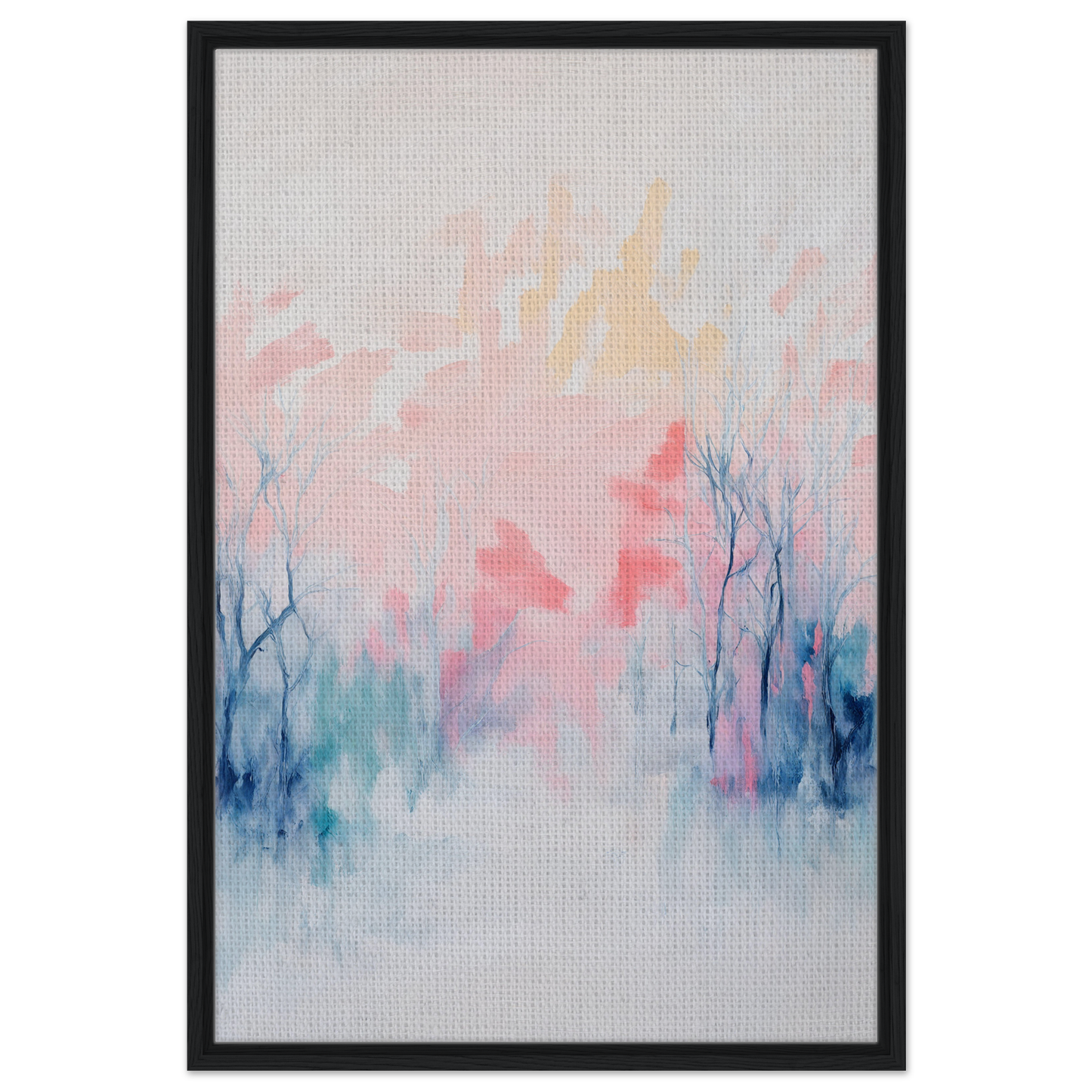 Framed canvas print of Eternal Dawnscapenienie with soft pastel misty forest scene