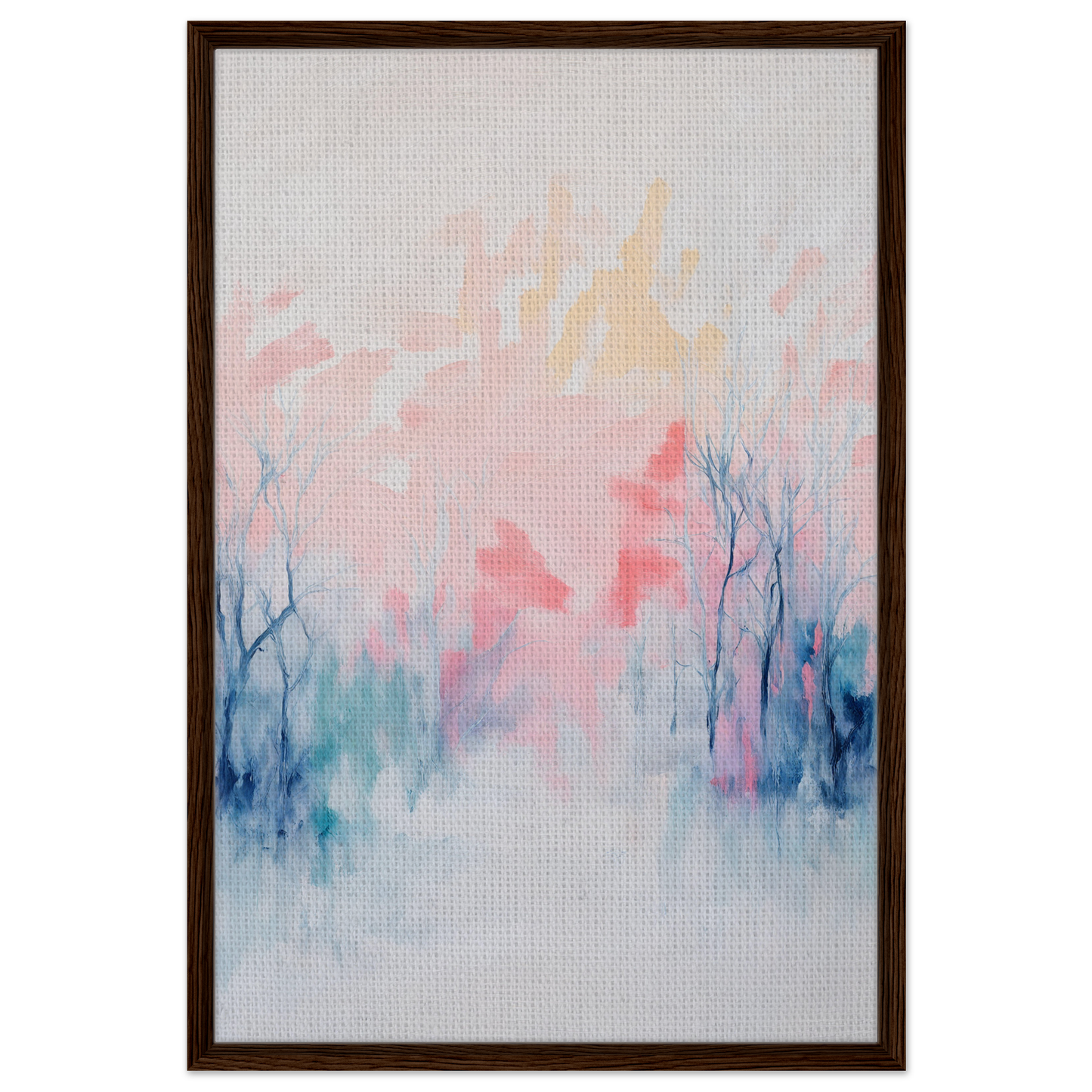 Abstract watercolor painting in soft pastels, ideal for Eternal Dawnscapenienie room decor