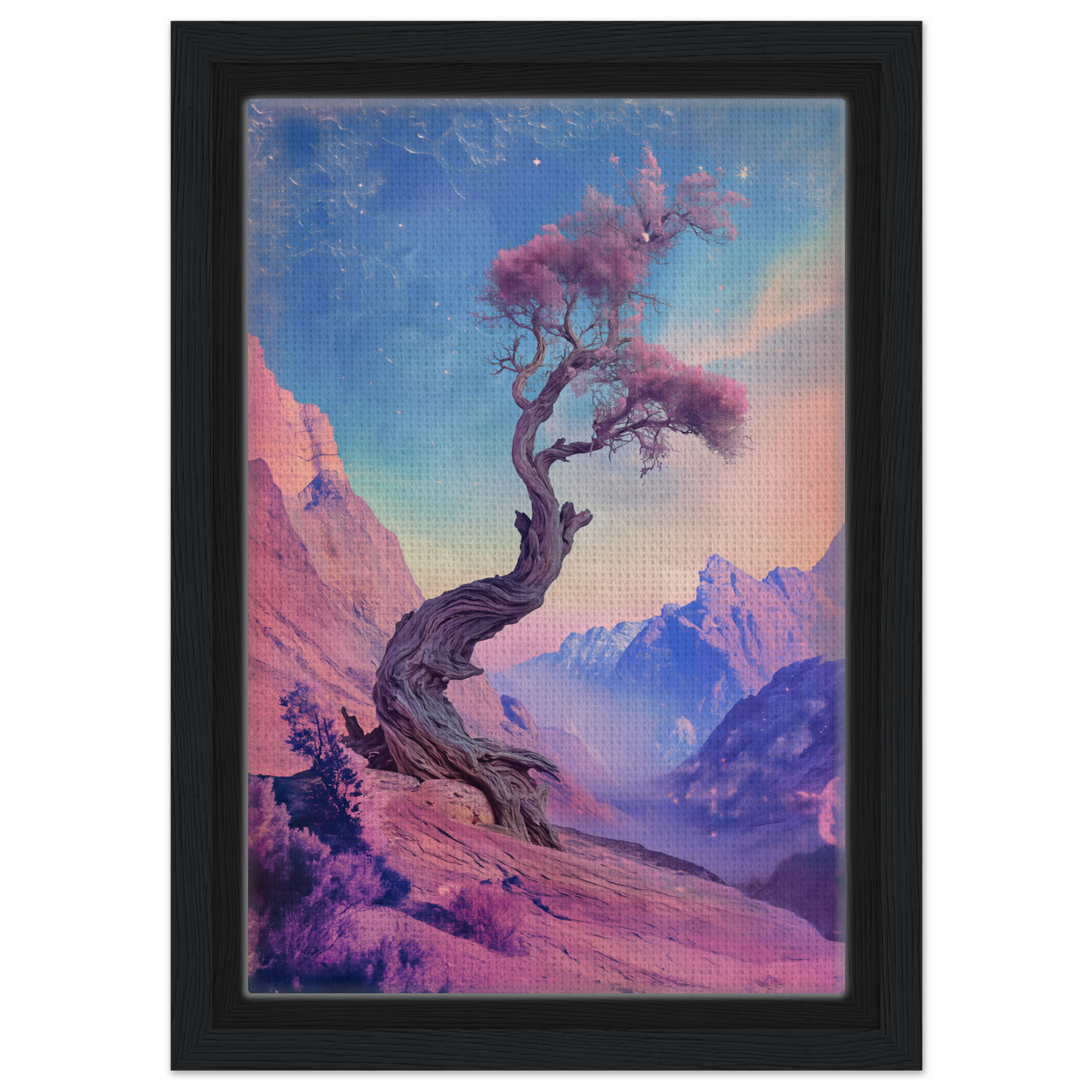 Twisted tree with pink foliage in Ethereal Arboreal Reverie room decor setting