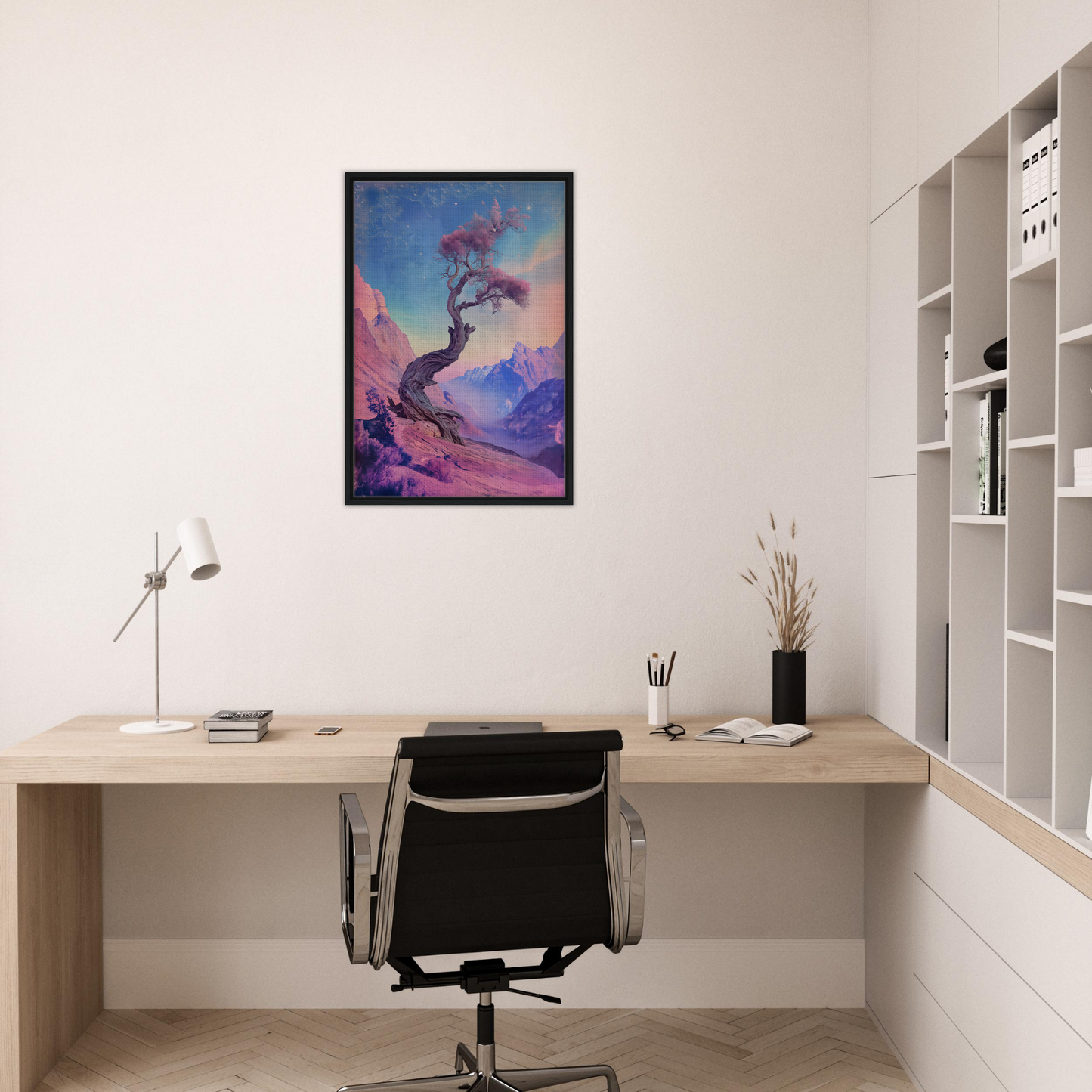 Framed abstract artwork in Ethereal Arboreal Reverie design for stylish room decor