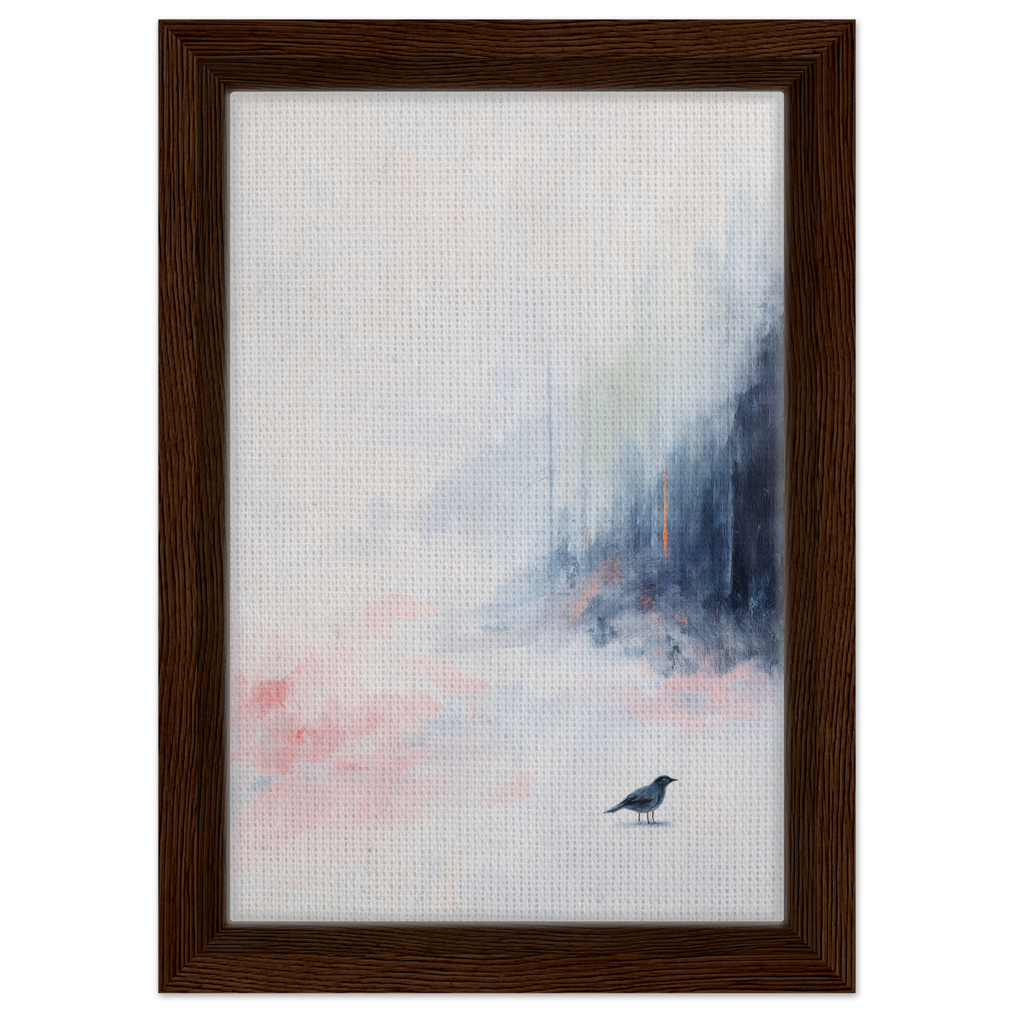 Abstract painting of a solitary bird in an Ethereal Aviary Dreamscape for room decor
